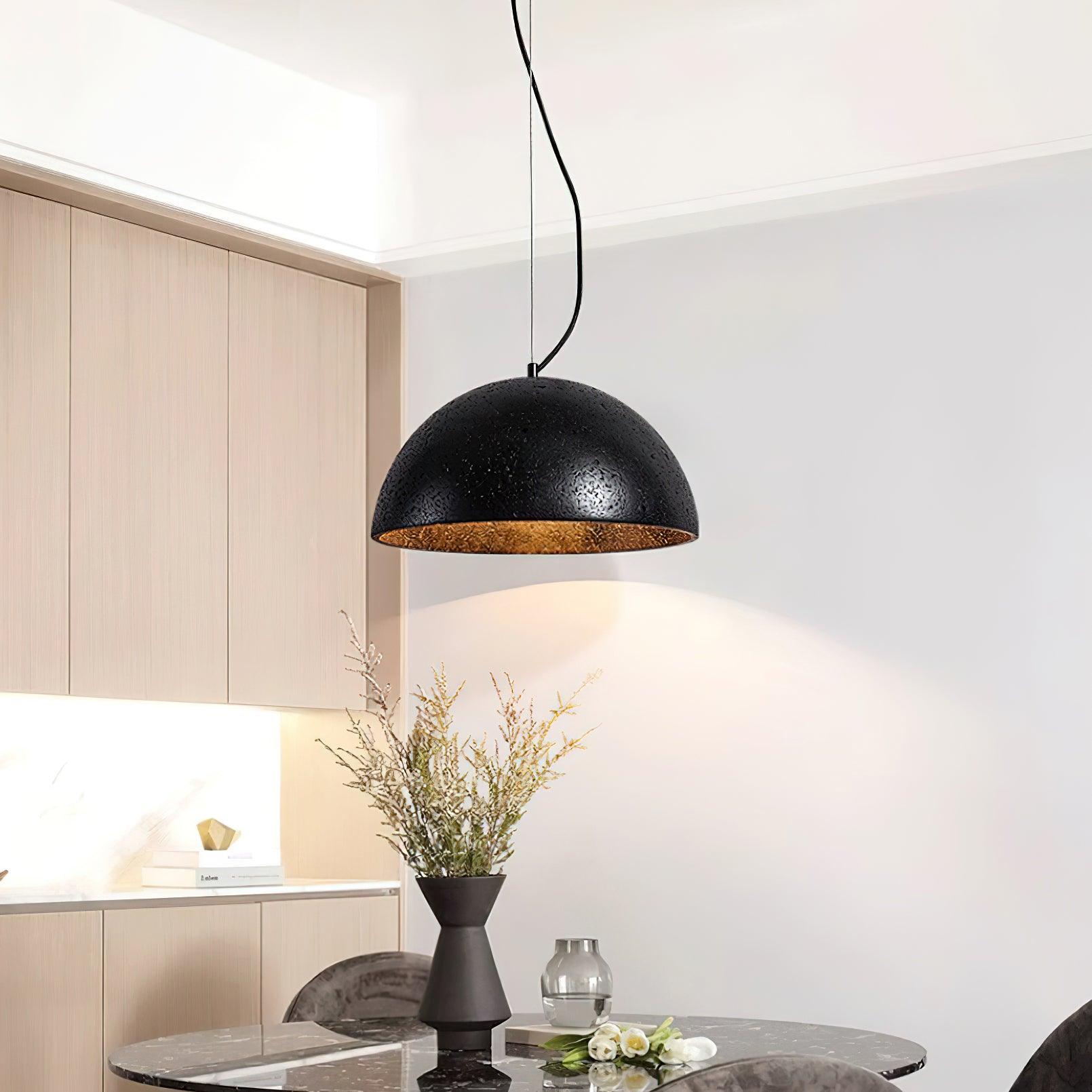 Ritta Pendant Light Travertine Dome Shade Industrial - Letslighting