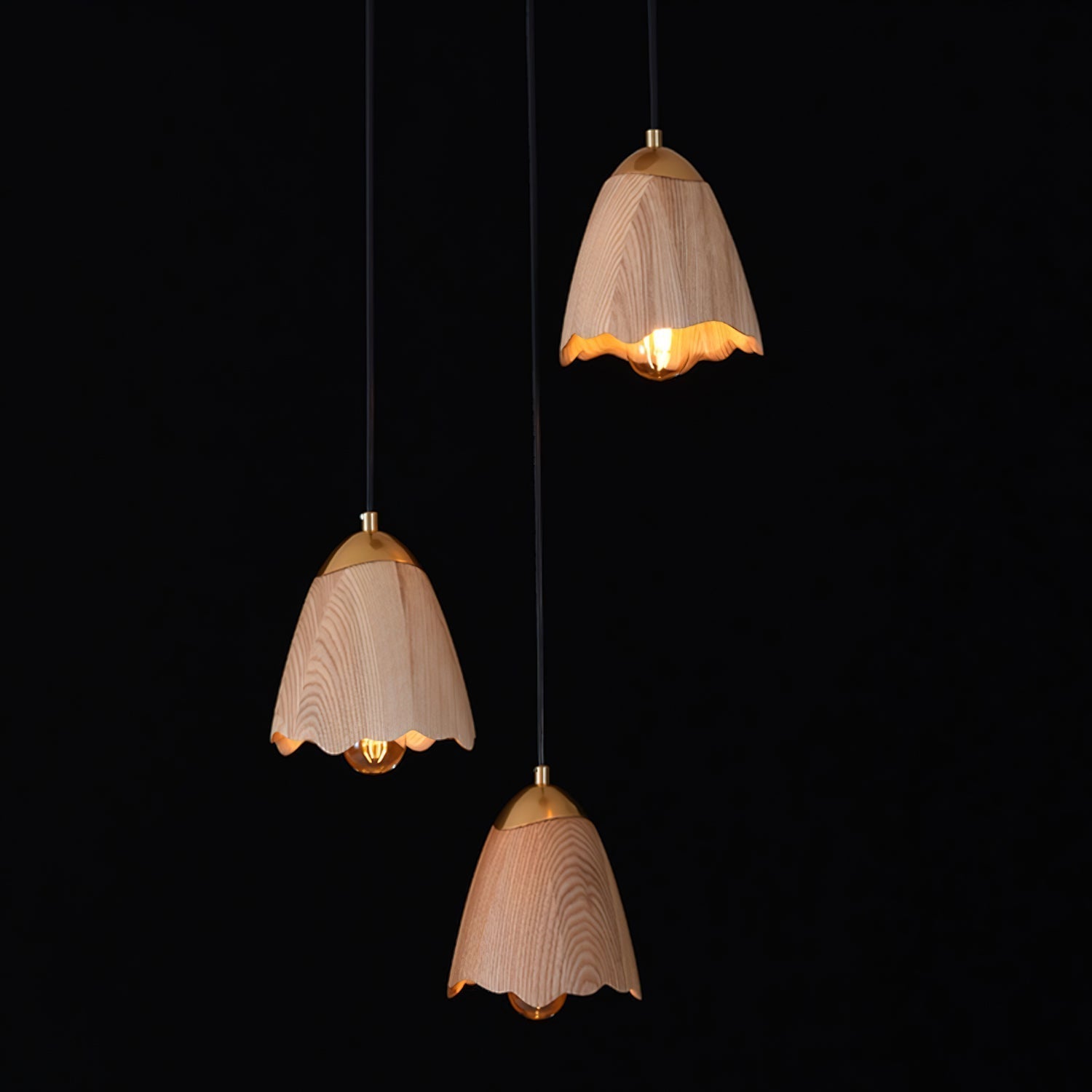 Ilvenel Moderne, minimalistische Glocken-Pendelleuchte aus Holz-Letslighting