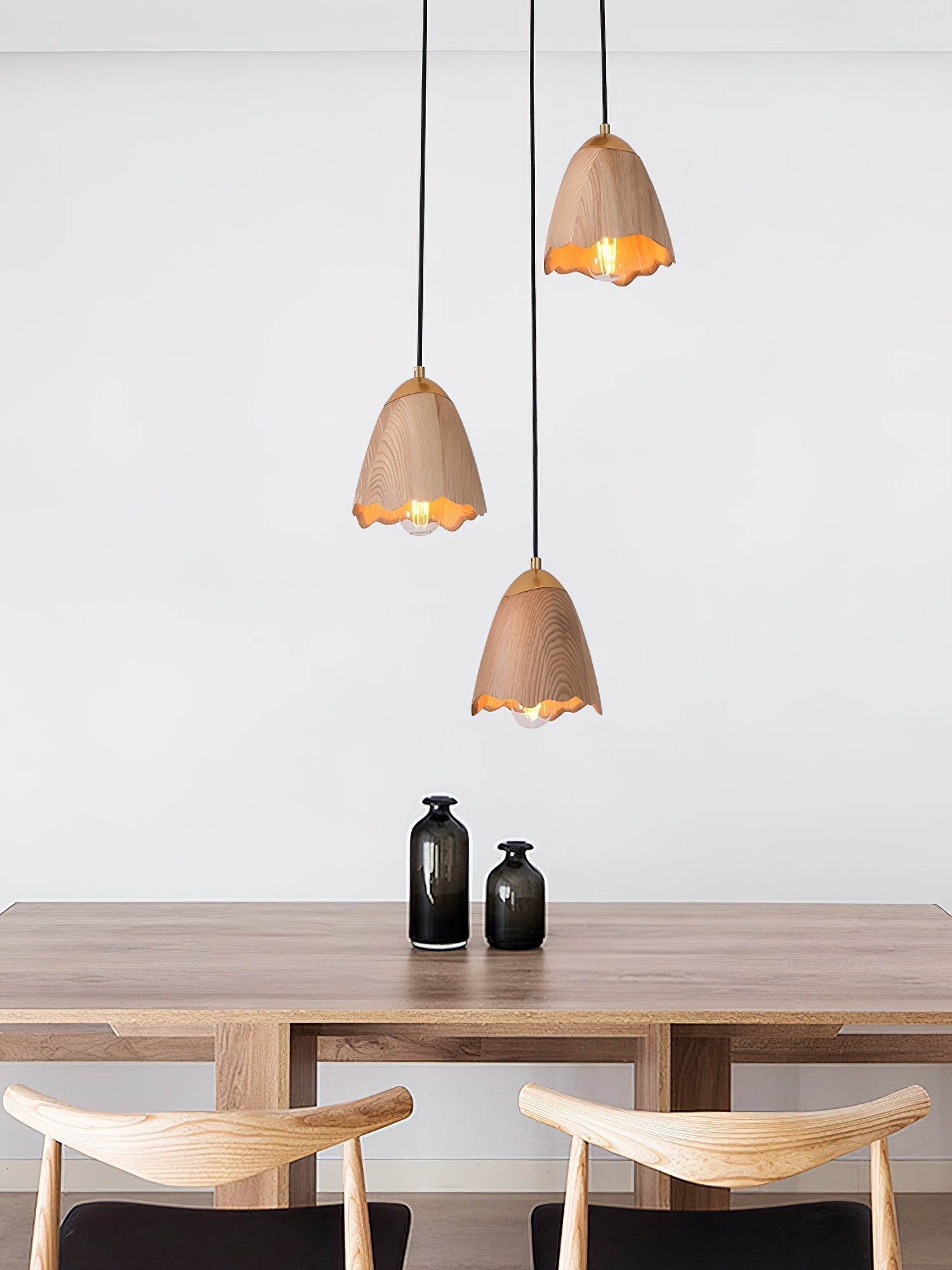 Ilvenel Moderne, minimalistische Glocken-Pendelleuchte aus Holz-Letslighting