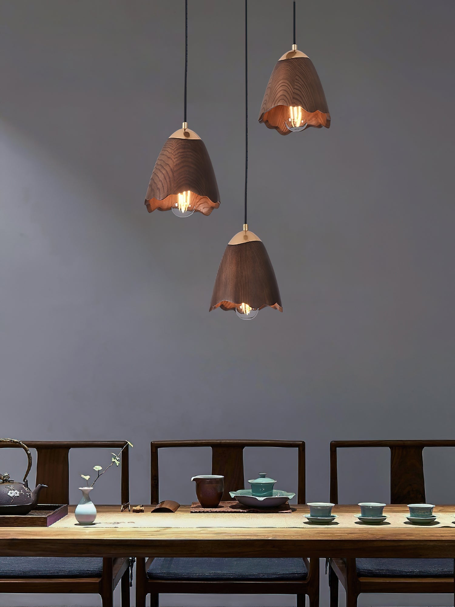 Ilvenel Moderne, minimalistische Glocken-Pendelleuchte aus Holz-Letslighting