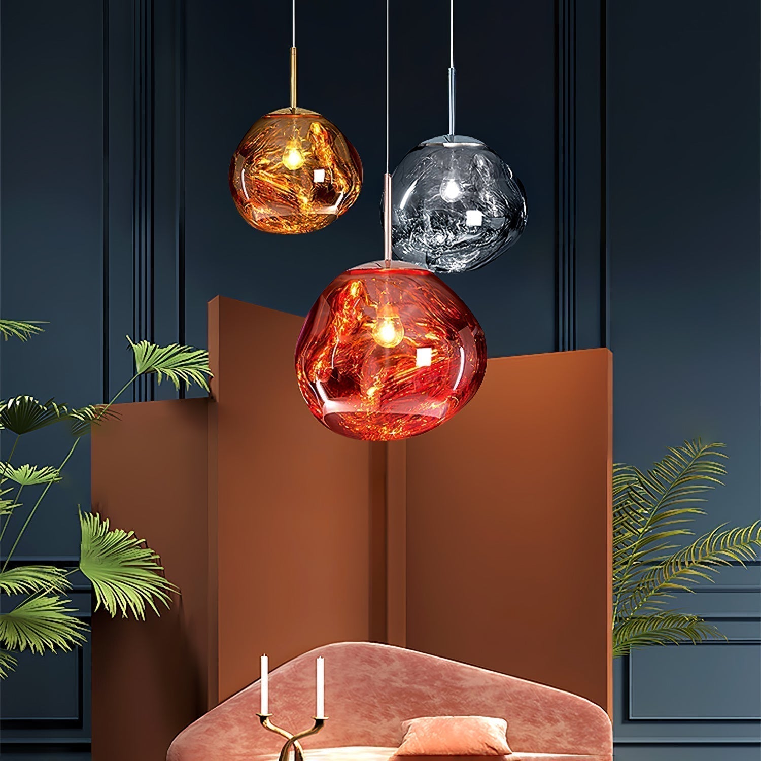 Solara Pendant Lamp Blown Glass Irregular Cluster Sculptural - Letslighting