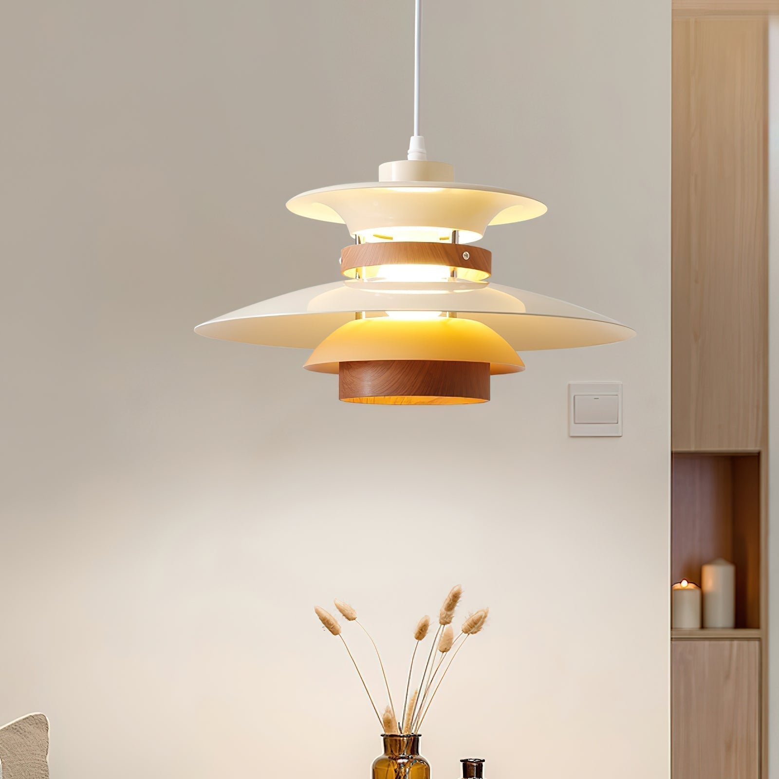 Nymera Pendelleuchte Holz Stahl-Letslighting