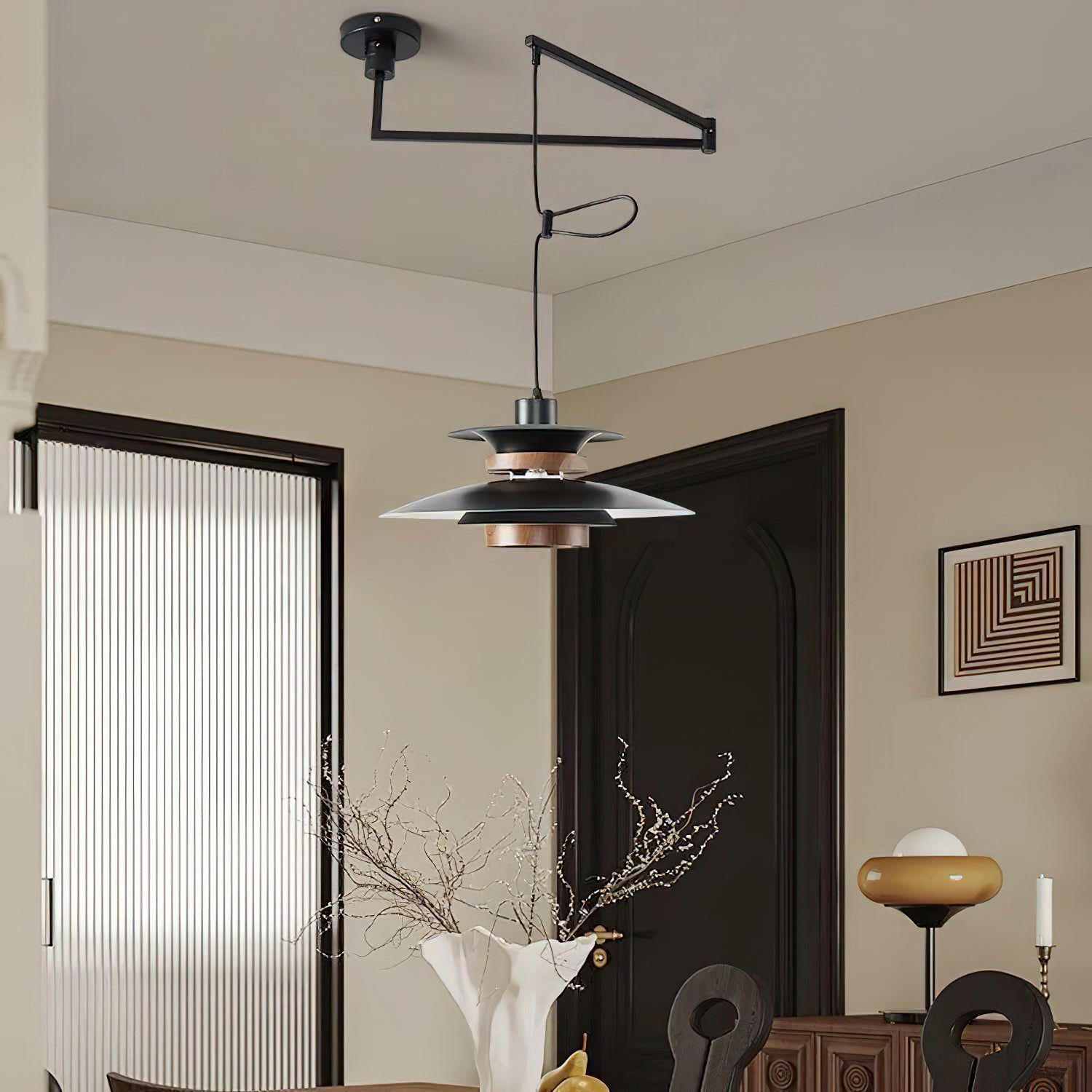 Virelith Pendelleuchte aus Stahl und Holz-Letslighting