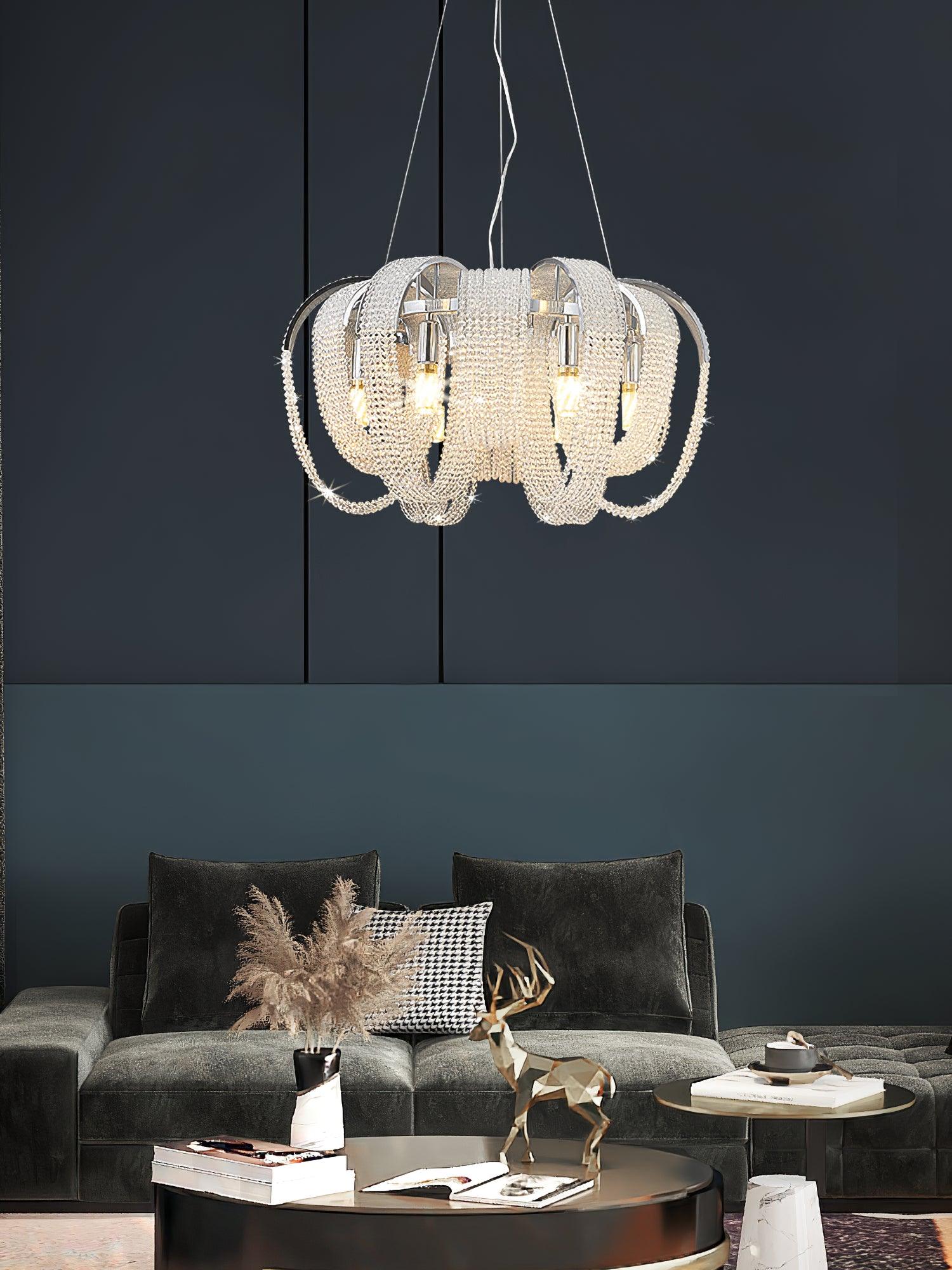 Lustra Kronleuchter Mesh Kristall Gold Wasserfunkeln-Letslighting