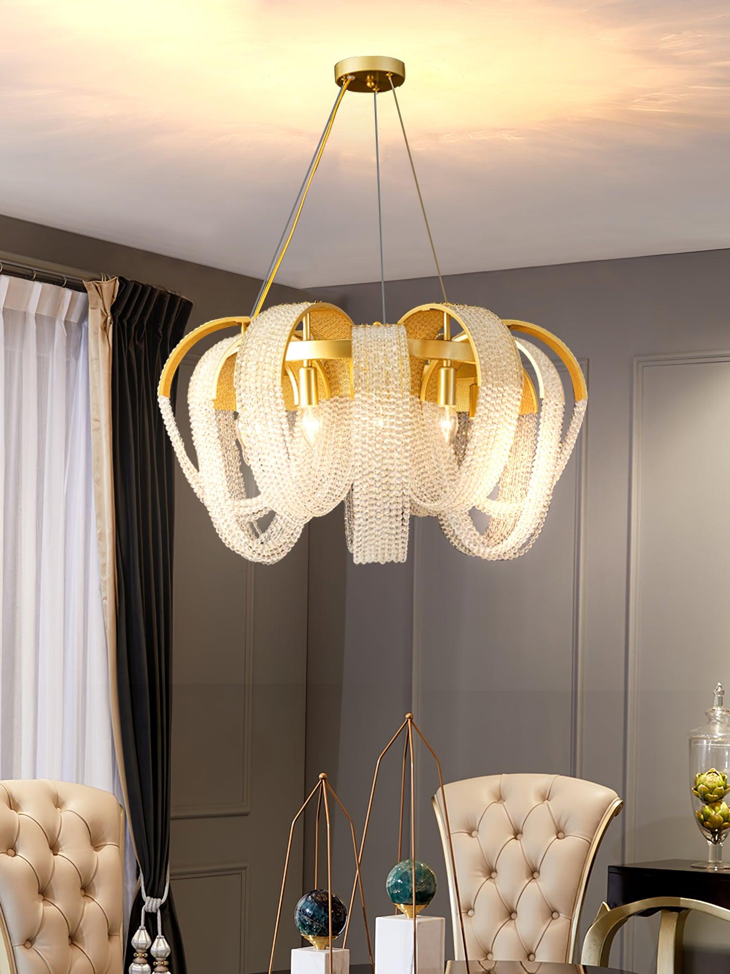 Lustra Kronleuchter Mesh Kristall Gold Wasserfunkeln-Letslighting