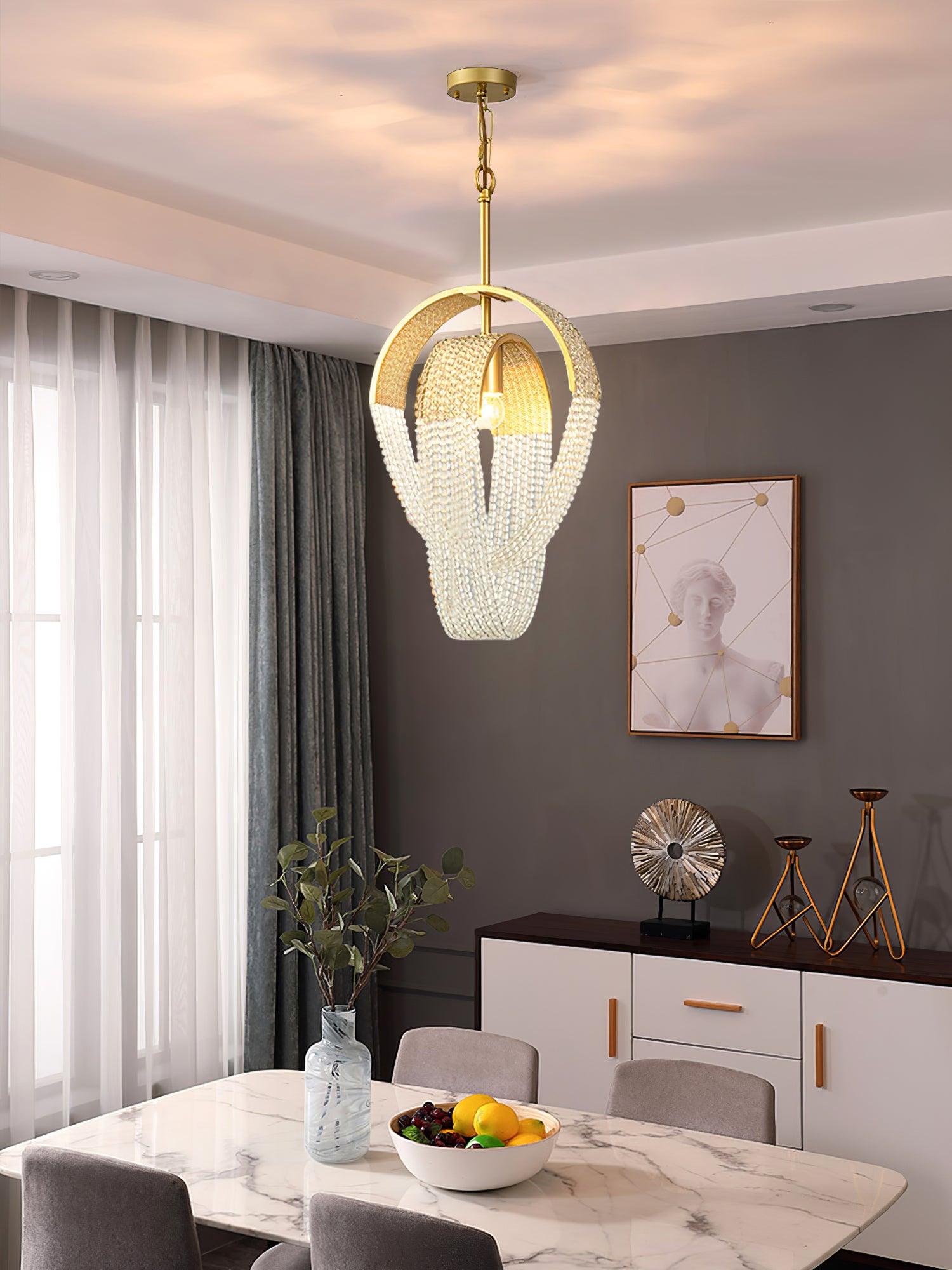 Lustra Kronleuchter Mesh Kristall Gold Wasserfunkeln-Letslighting