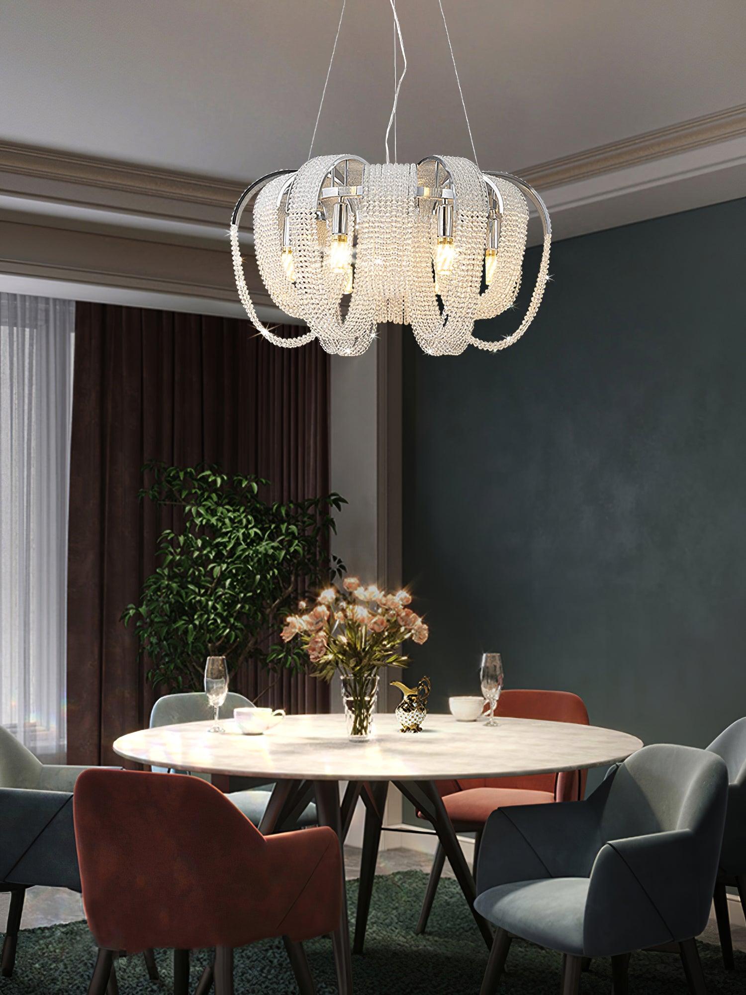 Lustra Kronleuchter Mesh Kristall Gold Wasserfunkeln-Letslighting