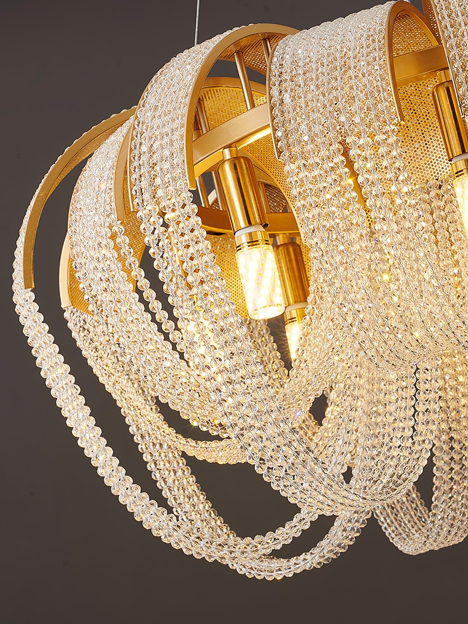 Lustra Kronleuchter Mesh Kristall Gold Wasserfunkeln-Letslighting