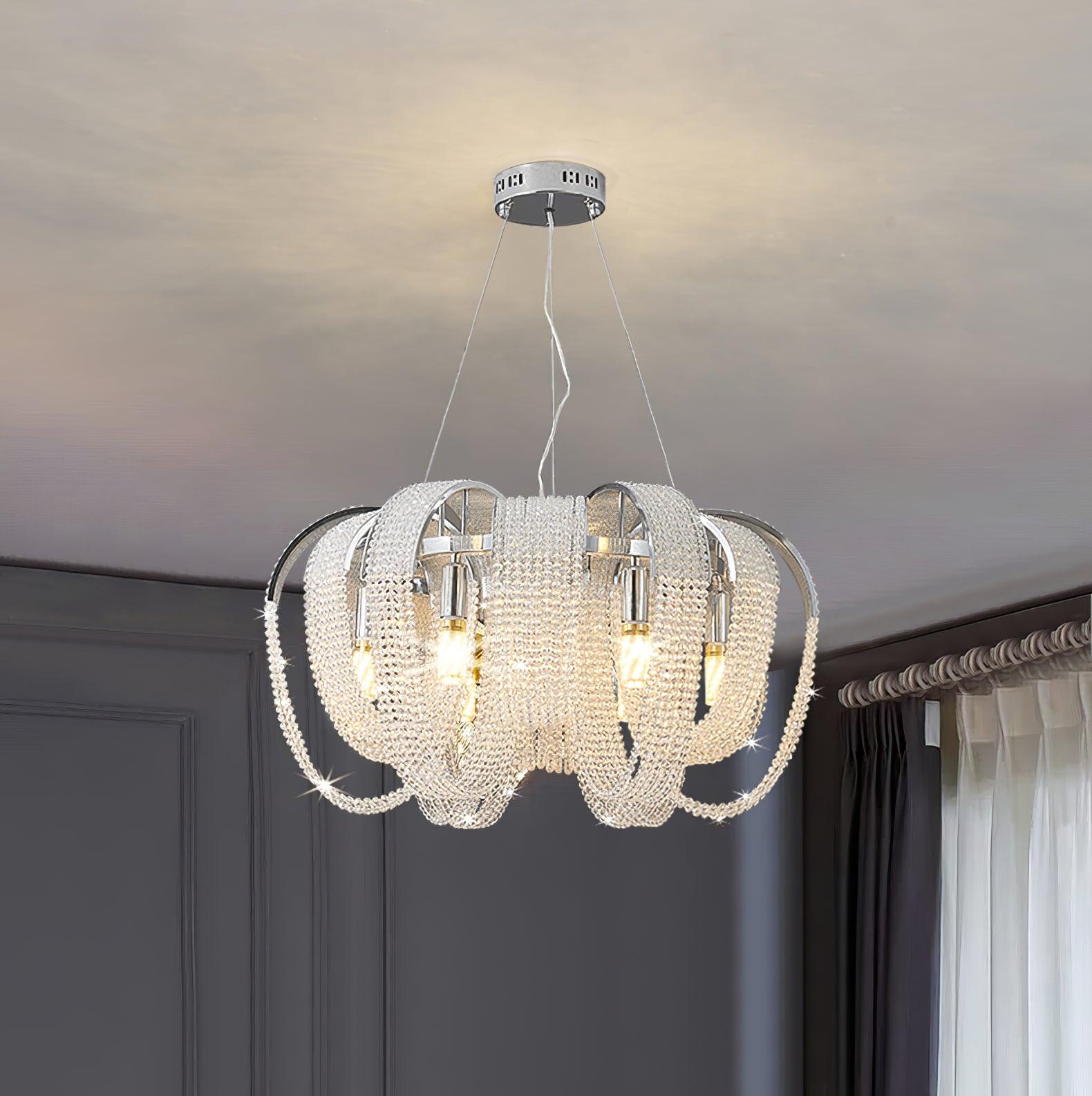 Lustra Kronleuchter Mesh Kristall Gold Wasserfunkeln-Letslighting