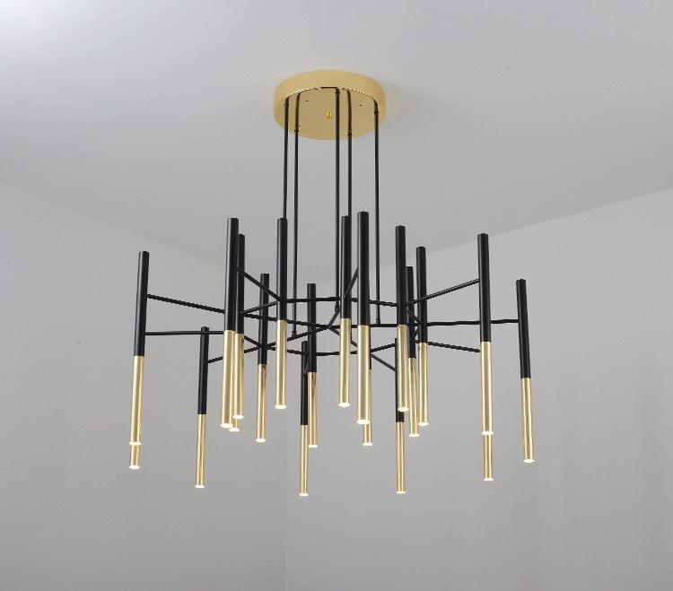 Solara Moderner Kronleuchter Stäbe Schwarz-Gold-Letslighting