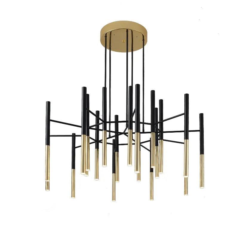 Solara Moderner Kronleuchter Stäbe Schwarz-Gold-Letslighting