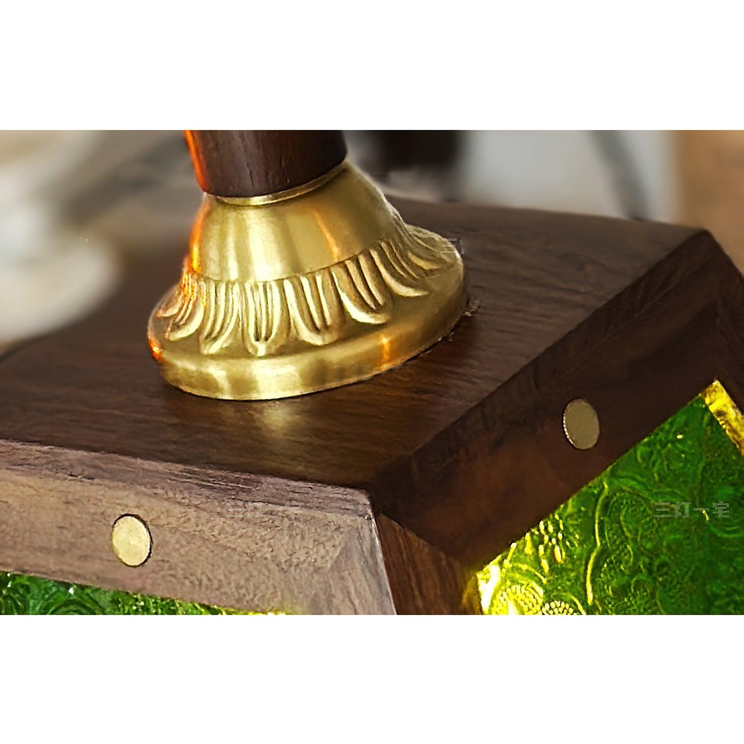 Alsorisra Elegante Vintage-Glas-Holz-Anhängerlampe-Letslighting