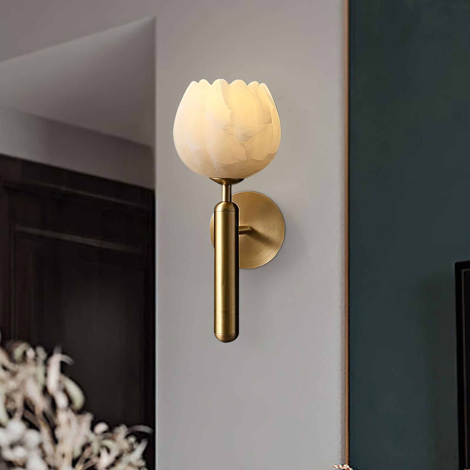 Orlaeila Modern Minimalist Brass Alabaster Wall Lamp - Letslighting