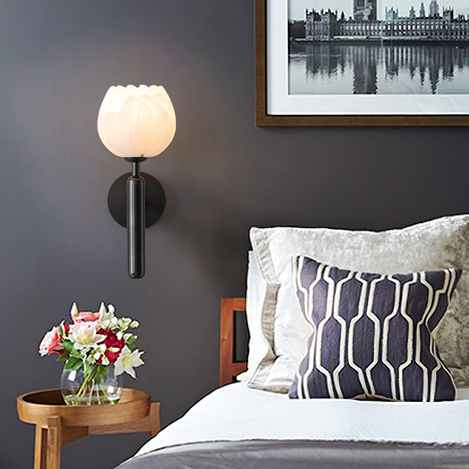 Eurzorion Floral Alabaster Brass Wall Light - Blowlighting