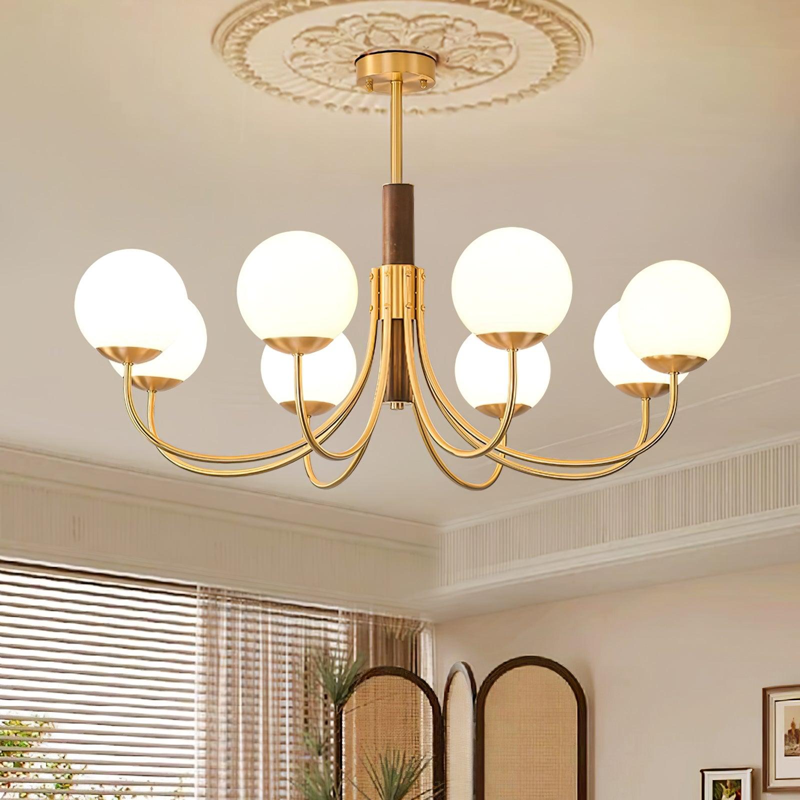 Lustra Kronleuchter Midas Touch Walnuss Kugel Messing-Letslighting