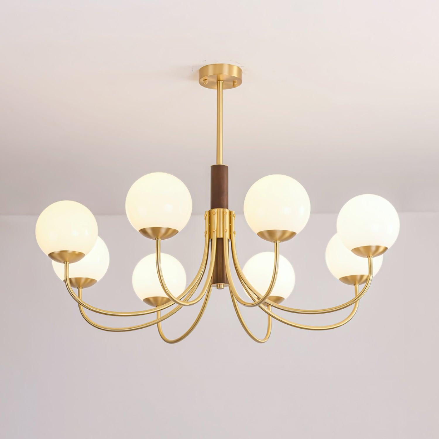Lustra Kronleuchter Midas Touch Walnuss Kugel Messing-Letslighting