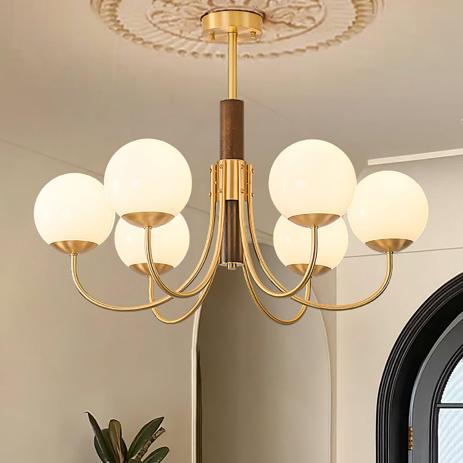 Lustra Kronleuchter Midas Touch Walnuss Kugel Messing-Letslighting