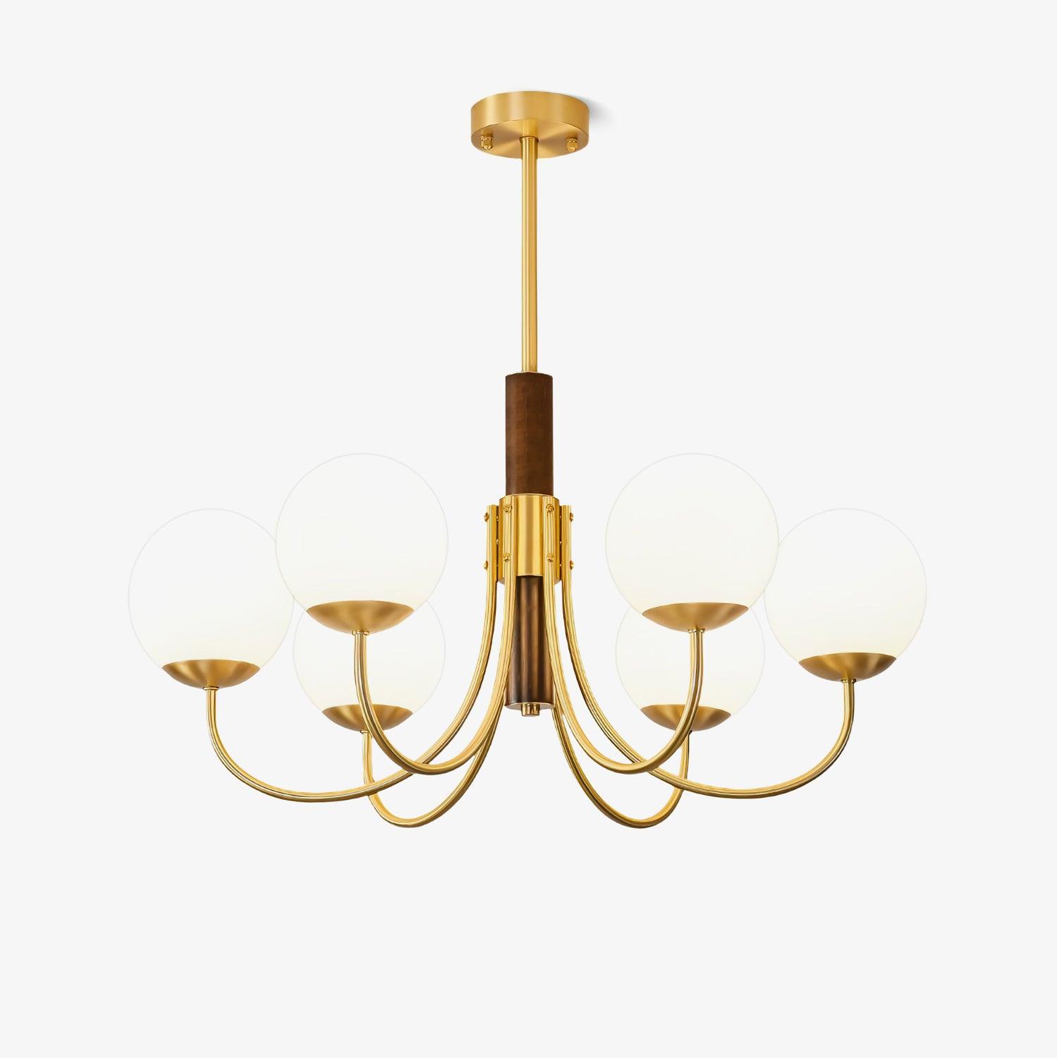 Lustra Kronleuchter Midas Touch Walnuss Kugel Messing-Letslighting
