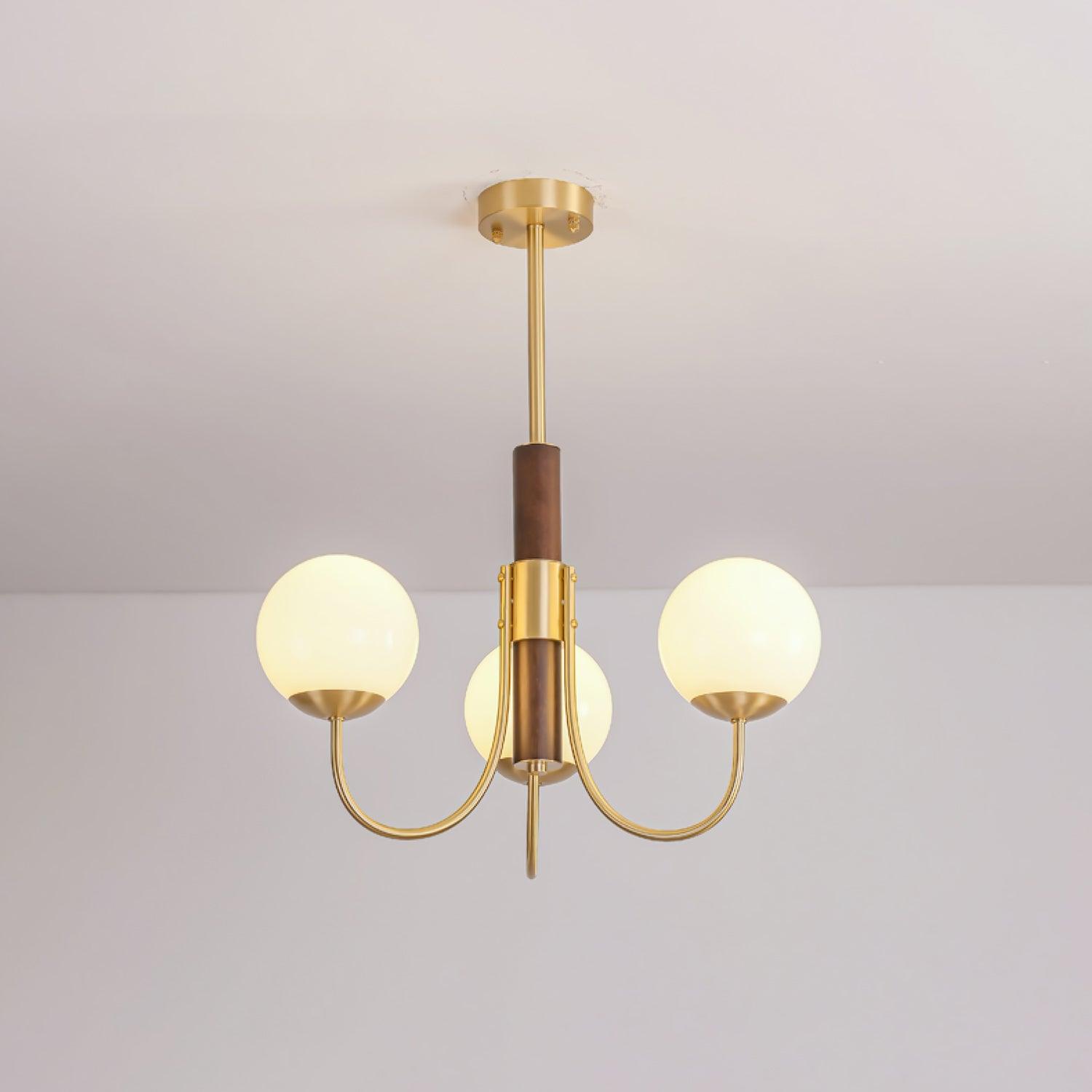 Lustra Kronleuchter Midas Touch Walnuss Kugel Messing-Letslighting