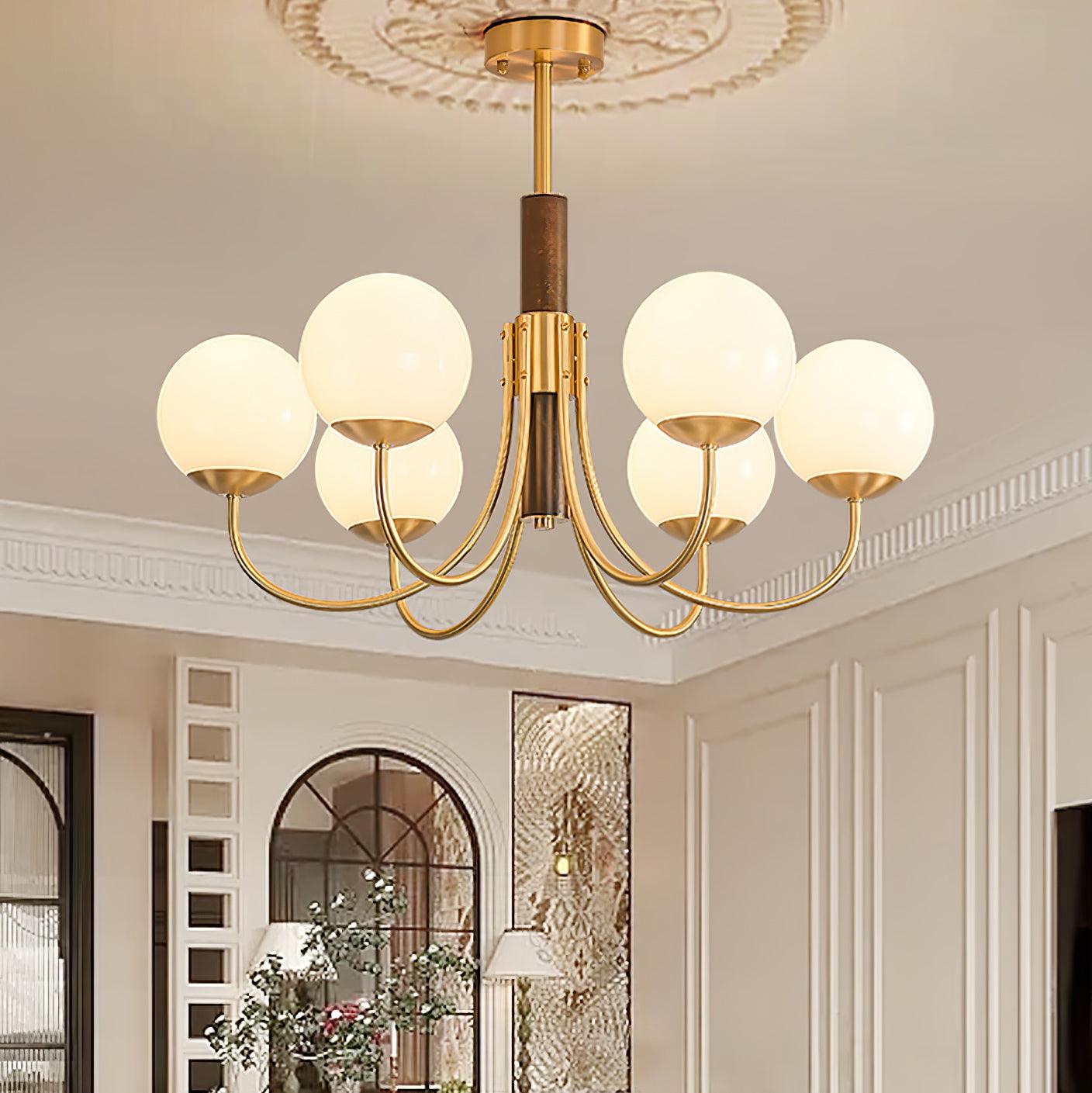 Lustra Kronleuchter Midas Touch Walnuss Kugel Messing-Letslighting