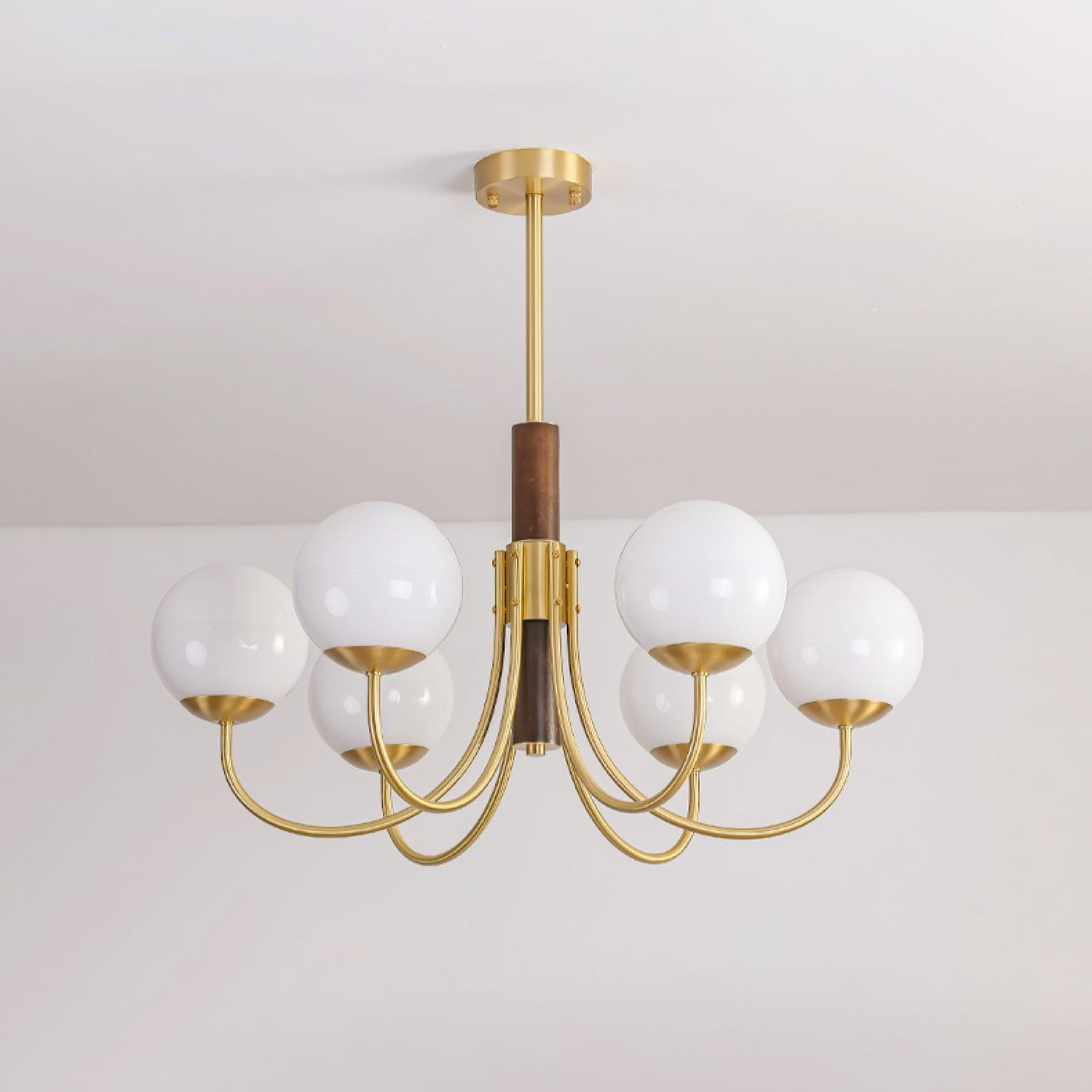 Lustra Kronleuchter Midas Touch Walnuss Kugel Messing-Letslighting