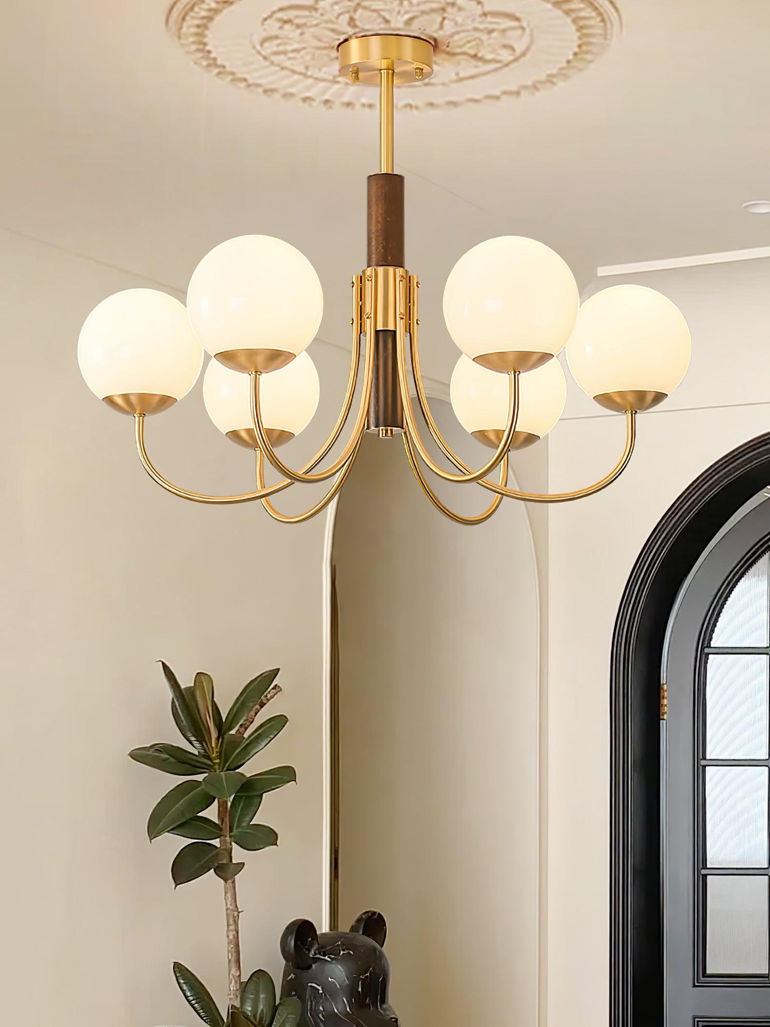 Lustra Kronleuchter Midas Touch Walnuss Kugel Messing-Letslighting