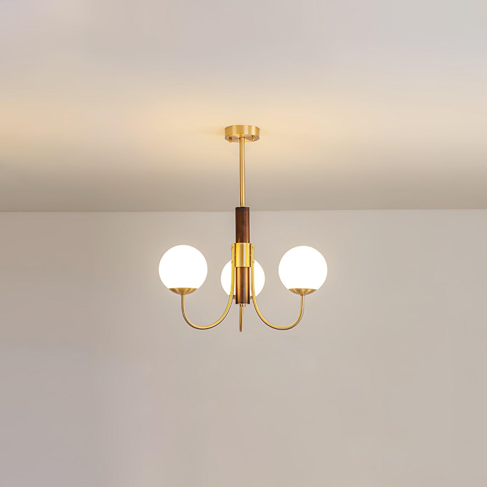 Lustra Kronleuchter Midas Touch Walnuss Kugel Messing-Letslighting