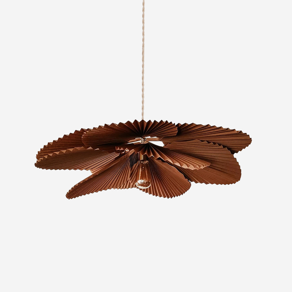 Pendant Light with Pleated Kraft Paper Petal Shade - Letslighting