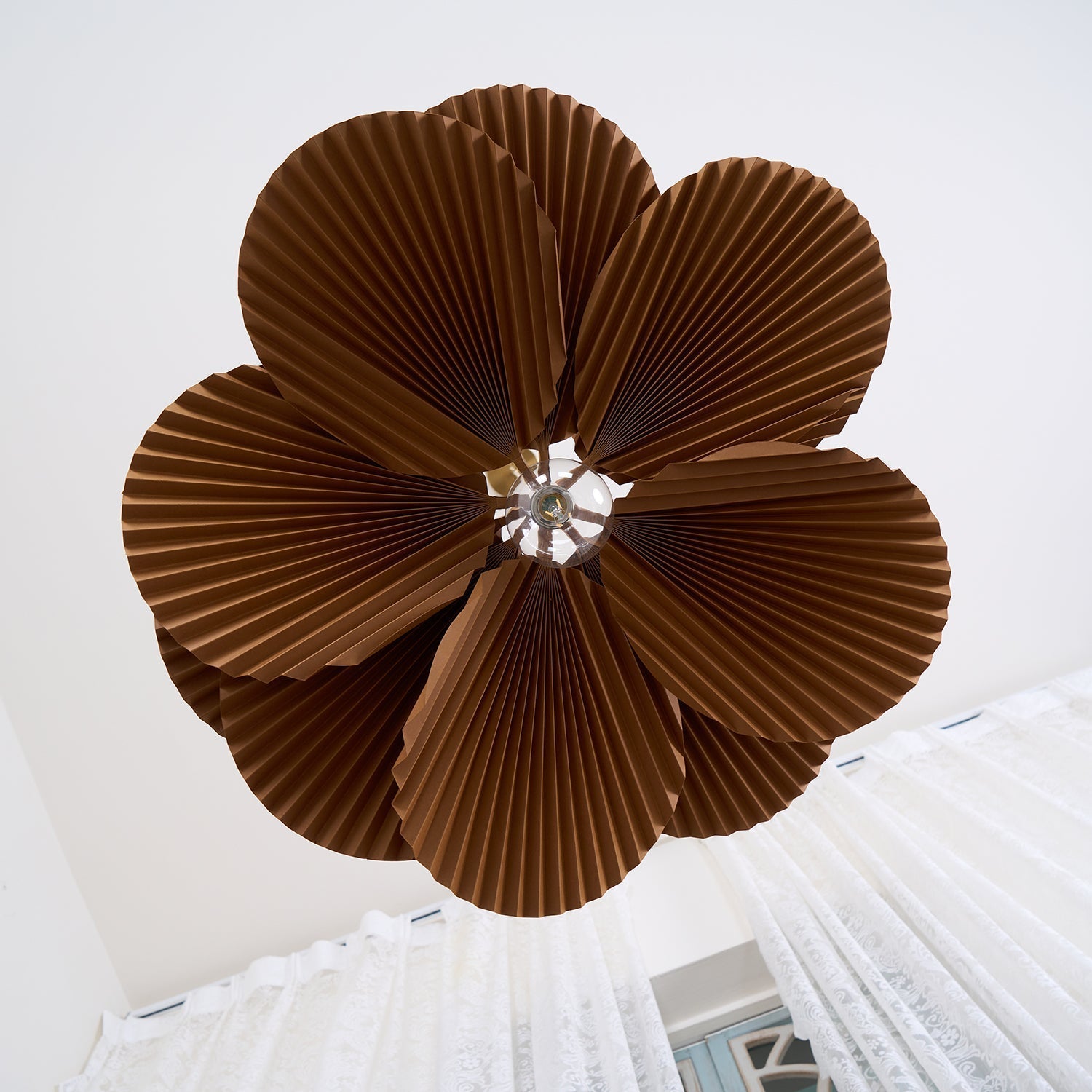 Pendant Light with Pleated Kraft Paper Petal Shade - Letslighting