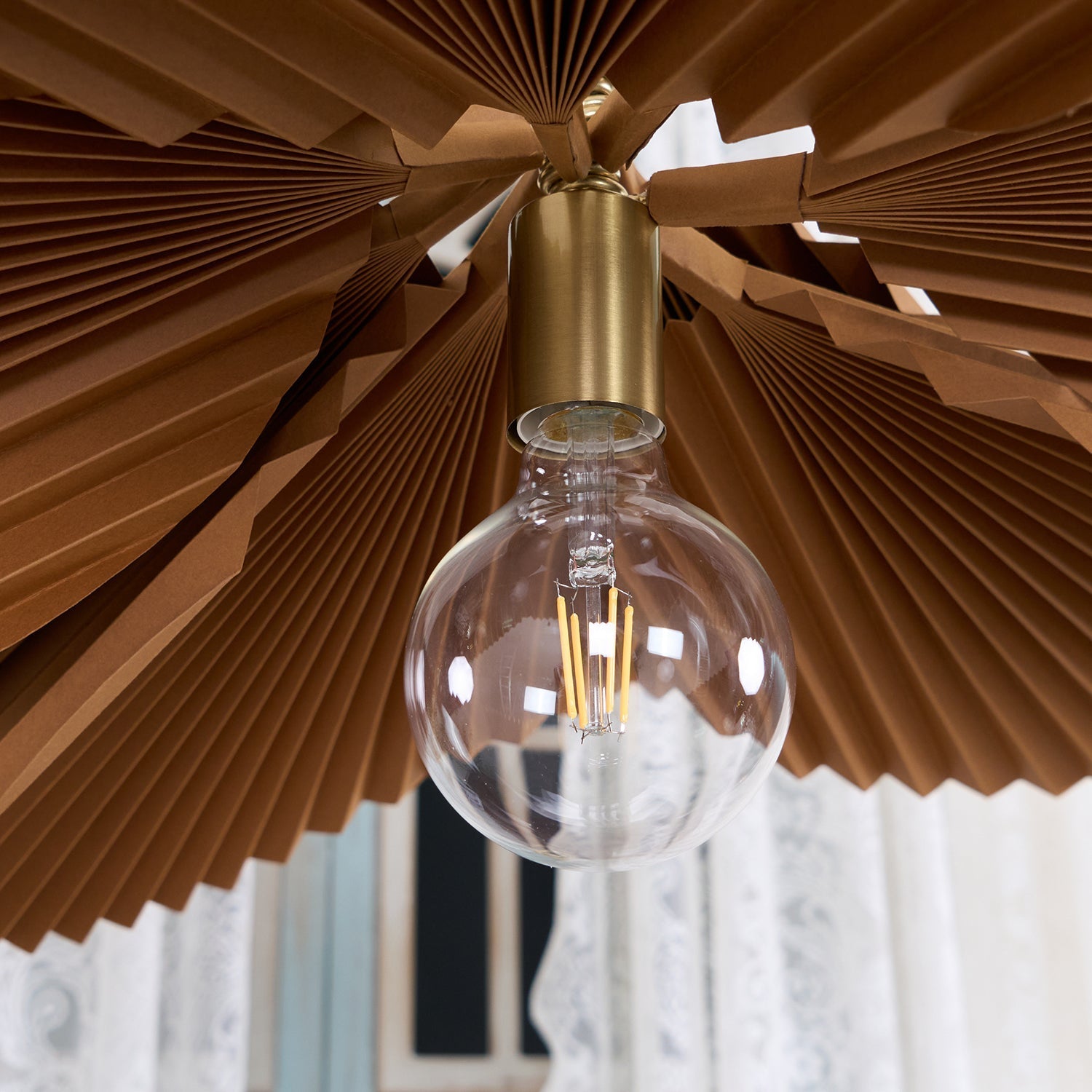 Pendant Light with Pleated Kraft Paper Petal Shade - Letslighting