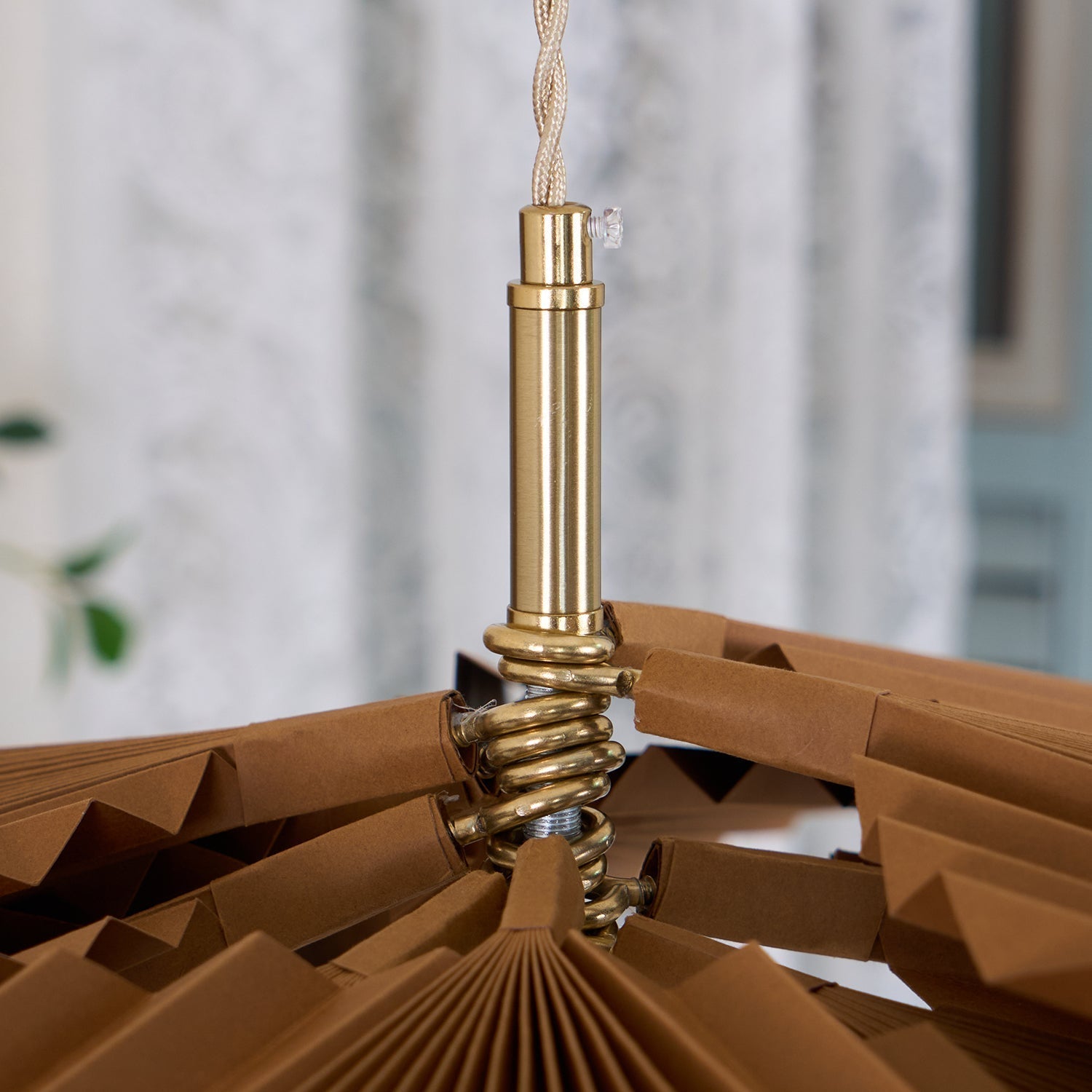 Pendant Light with Pleated Kraft Paper Petal Shade - Letslighting