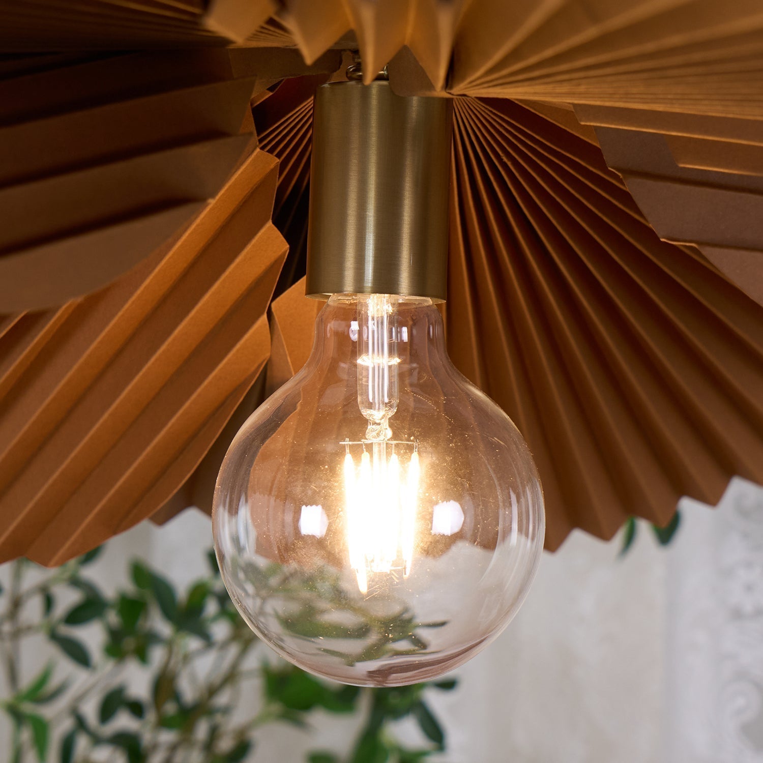 Pendant Light with Pleated Kraft Paper Petal Shade - Letslighting