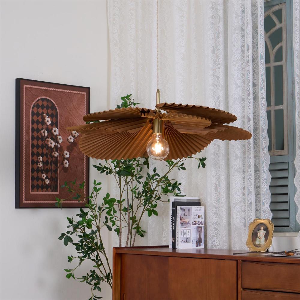 Pendant Light with Pleated Kraft Paper Petal Shade - Letslighting
