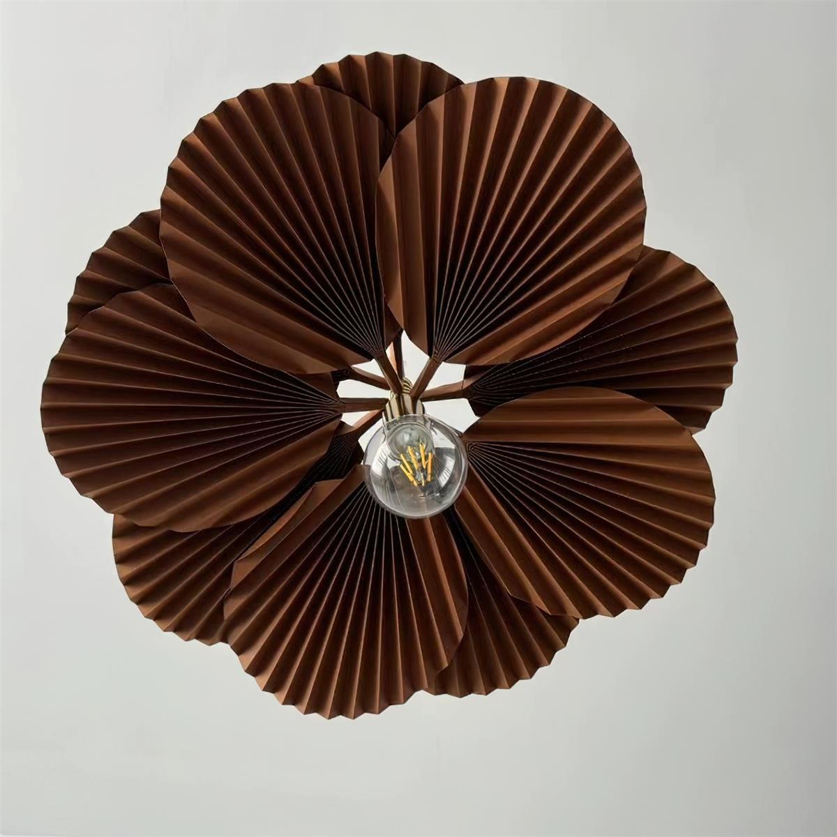 Pendant Light with Pleated Kraft Paper Petal Shade - Letslighting
