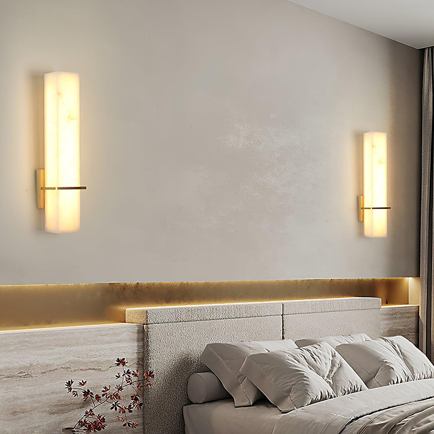 Luste Alabaster Wall Sconce Brass Band Shape - Neutralighting