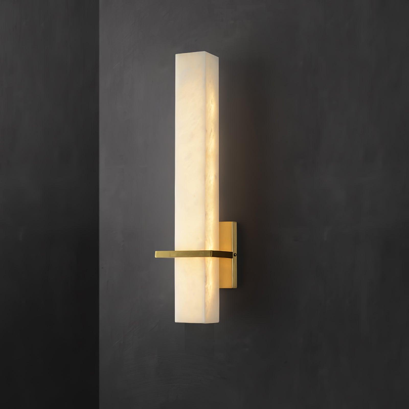 Ritta  Wall Lamp   White Alabaster Brass  Modern Cuboid