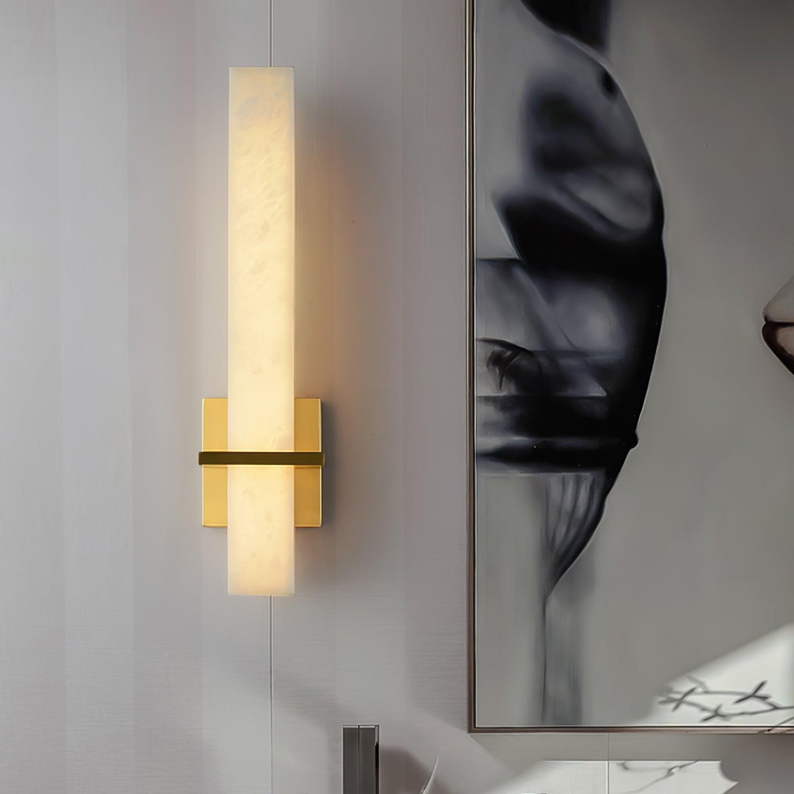 Ritta  Wall Lamp   White Alabaster Brass  Modern Cuboid