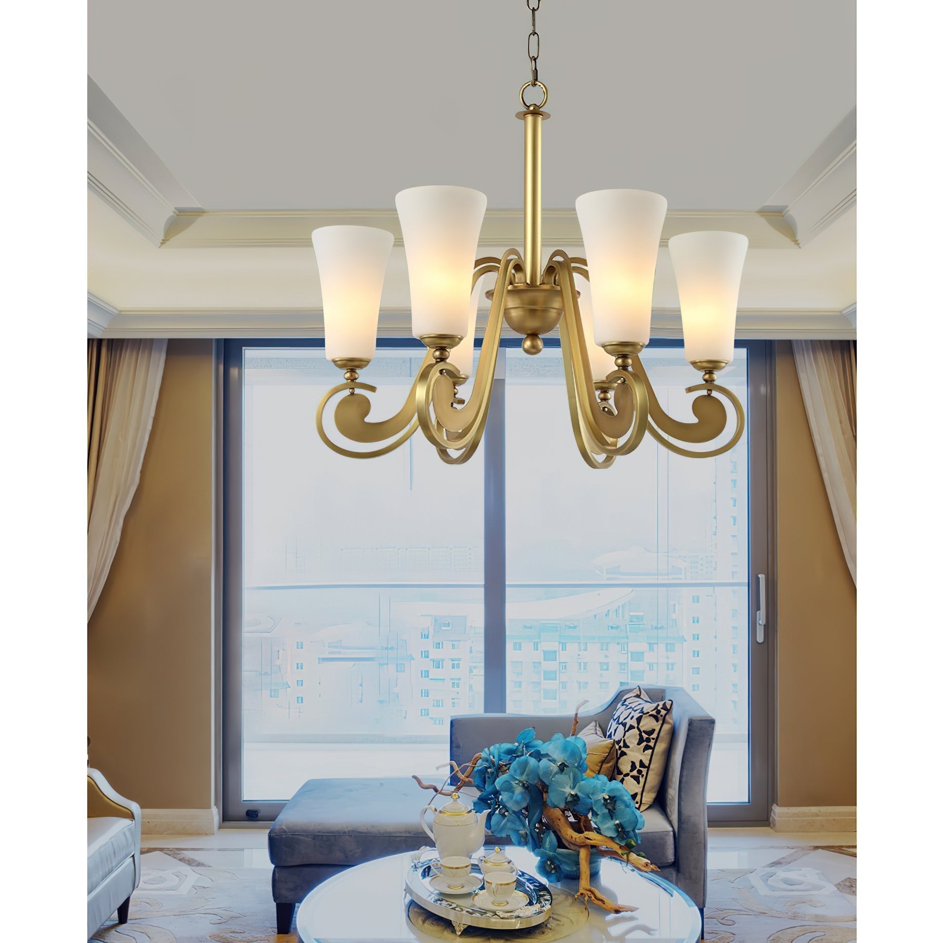 Ilsolen Messing Glas Postmodern Luxus Kronleuchter-Letslighting