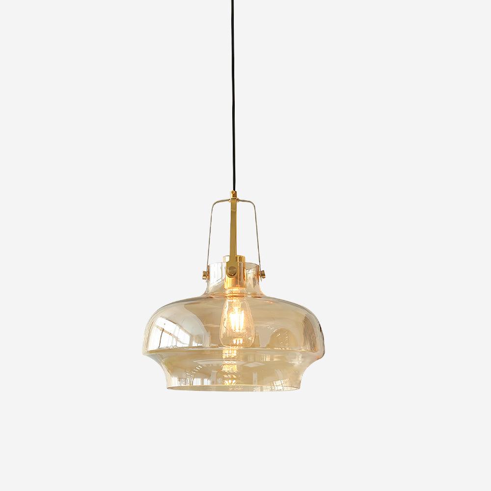 Aurelin Amber Glass Pendant Light with Brass Fittings - Letslighting