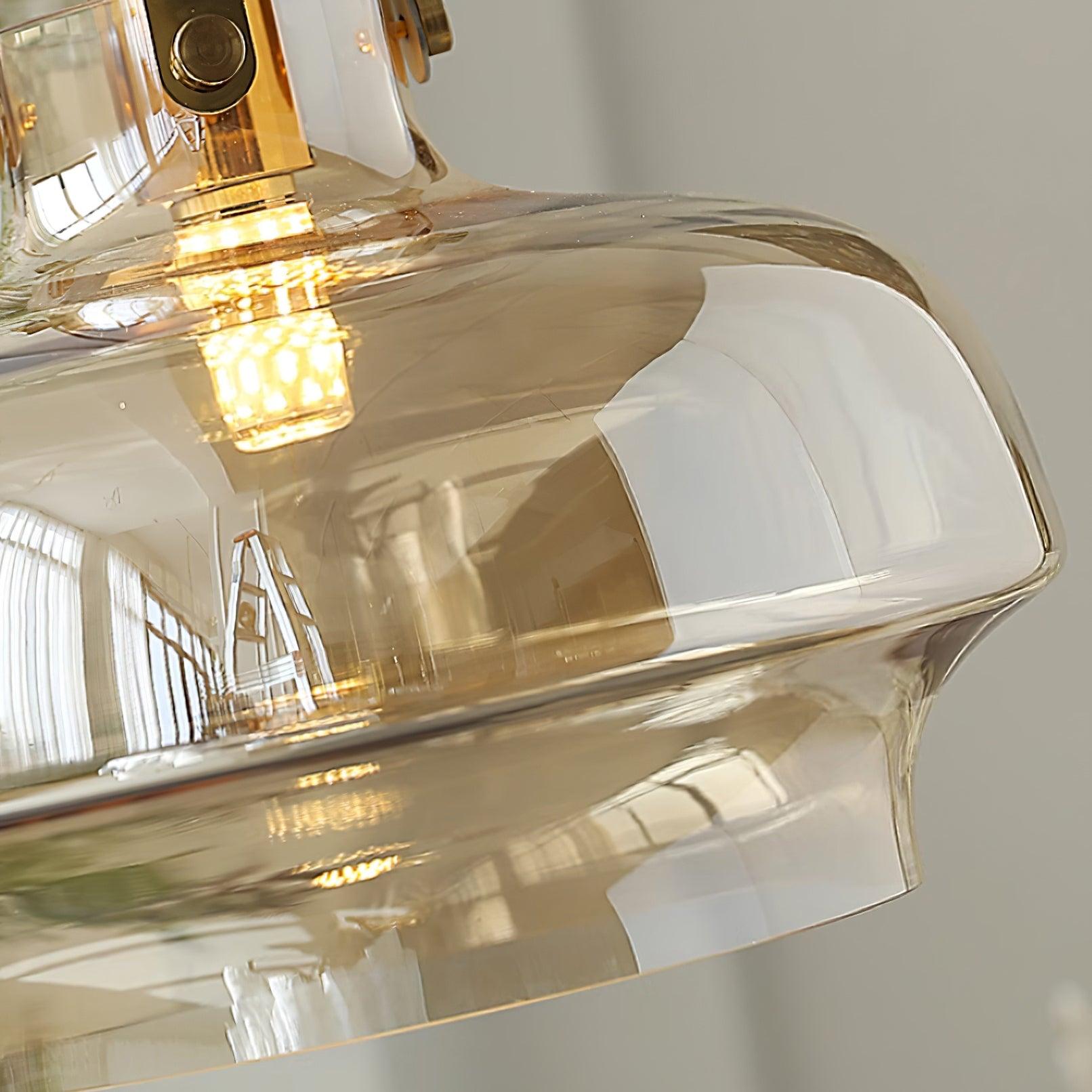 Aurelin Amber Glass Pendant Light with Brass Fittings - Letslighting