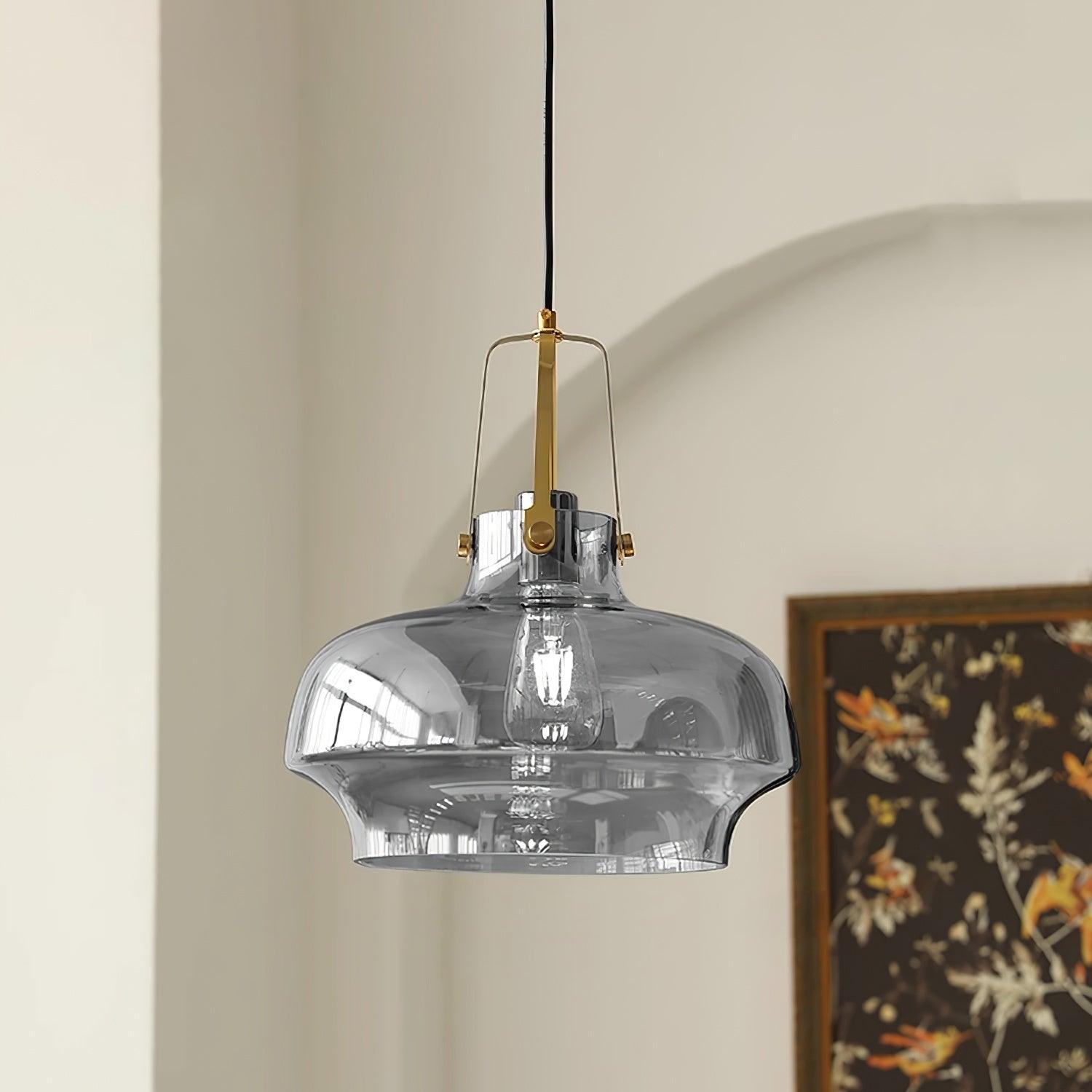 Aurelin Amber Glass Pendant Light with Brass Fittings - Letslighting