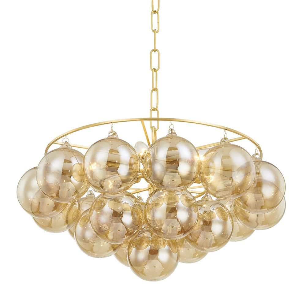 Aurora Chandelier Clear Glass Globe Aged Brass Elegant - Neutralighting