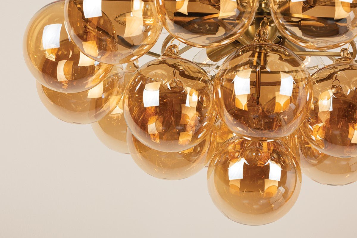 Aurora Chandelier Clear Glass Globe Aged Brass Elegant - Neutralighting