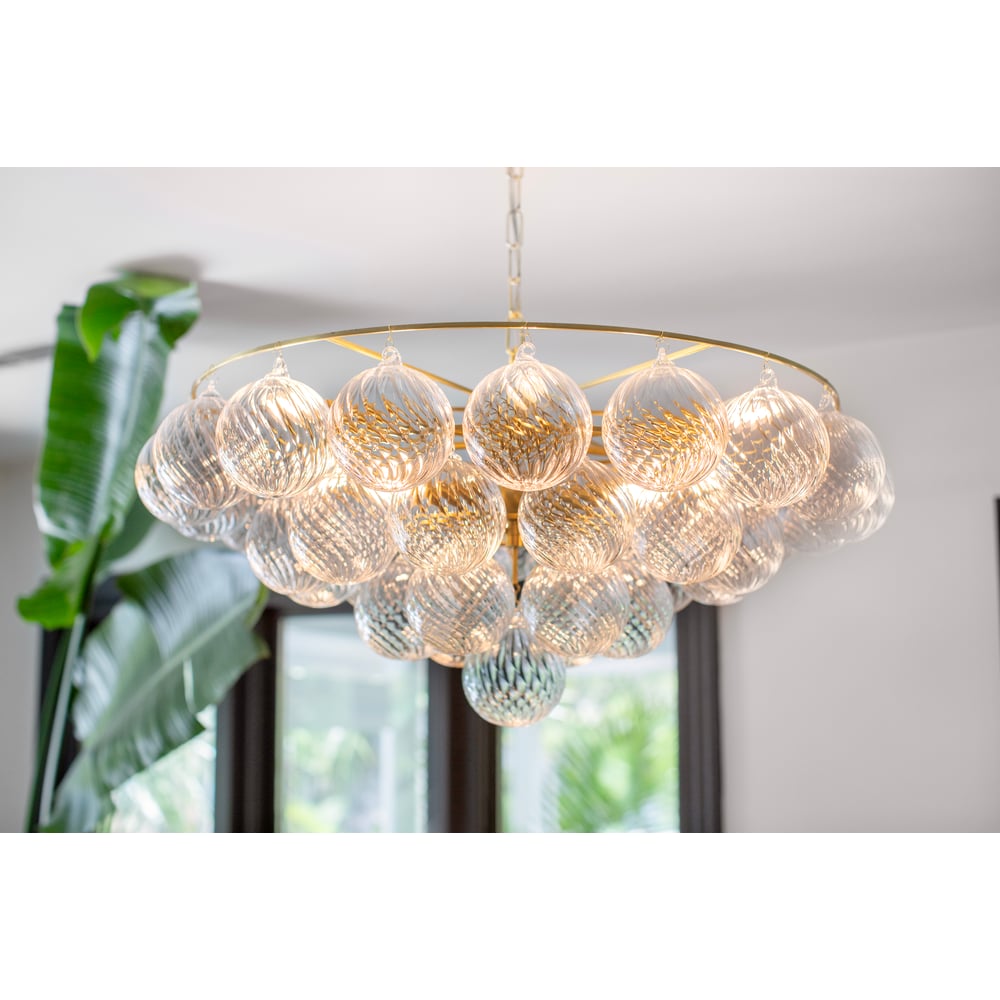 Aurora Chandelier Clear Glass Globe Aged Brass Elegant - Neutralighting