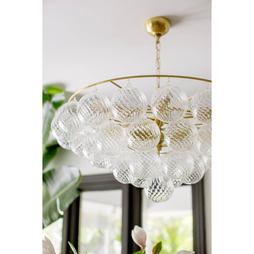 Aurora Chandelier Clear Glass Globe Aged Brass Elegant - Neutralighting
