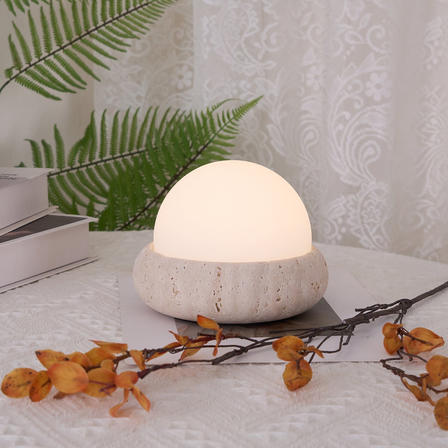Riita Travertine Globe Table Lamp Mini Maga - Letslighting