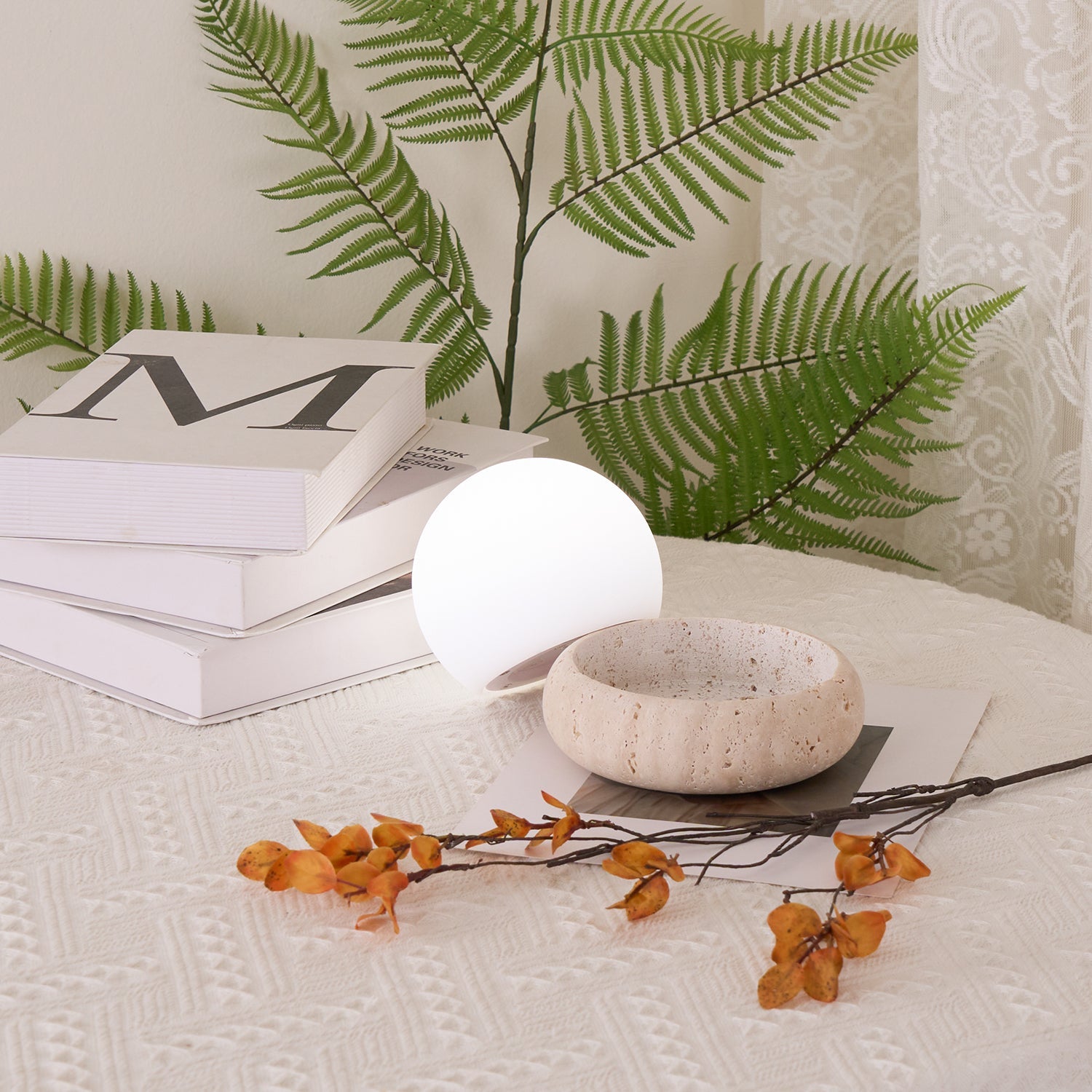 Riita Travertine Globe Table Lamp Mini Maga - Letslighting