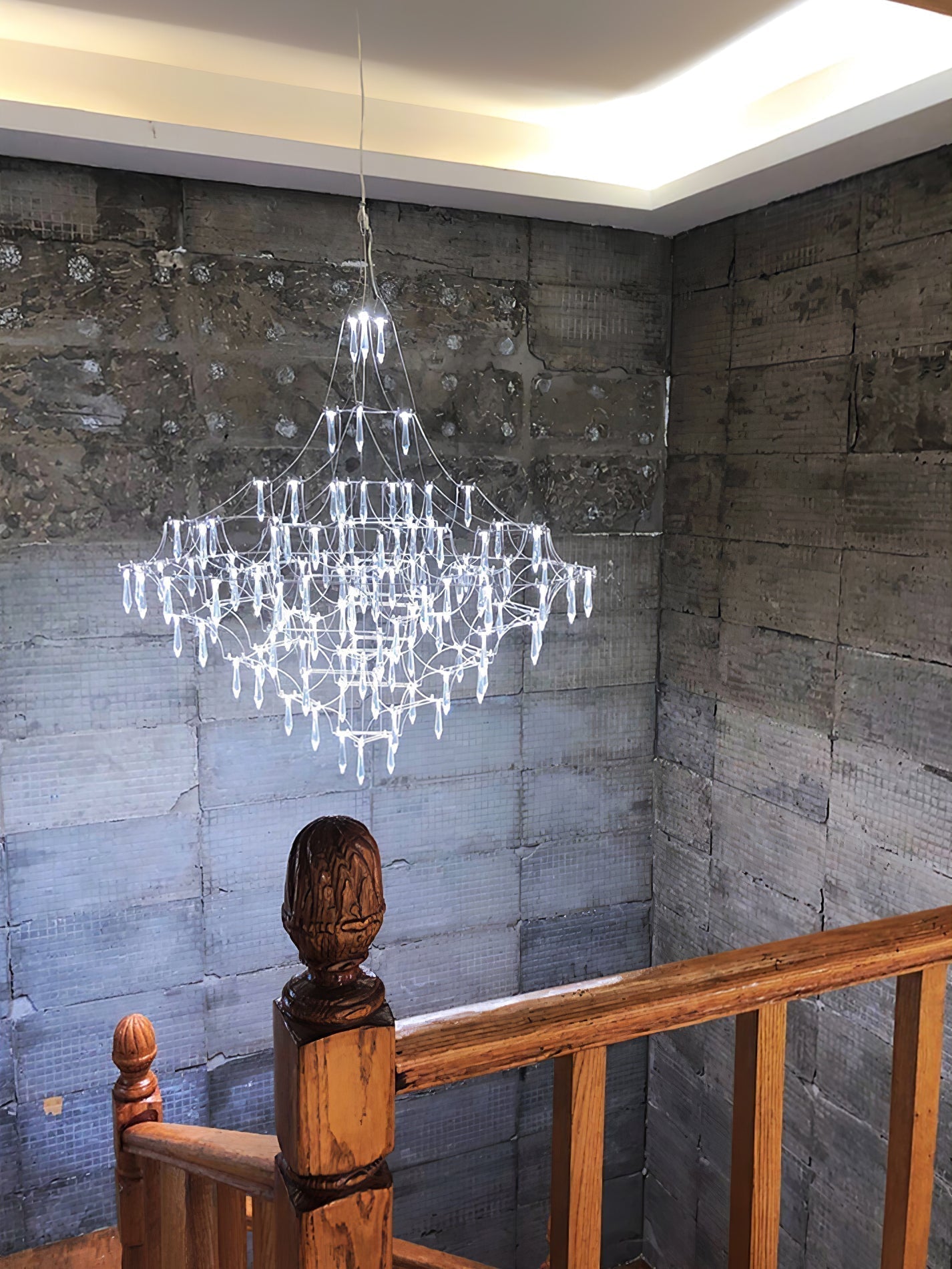 Lustra Kronleuchter Edelstahl Kristallnetz-Letslighting
