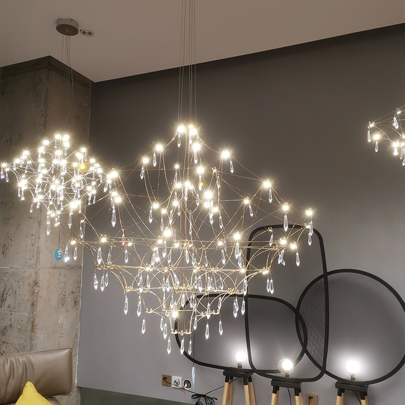 Lustra Kronleuchter Edelstahl Kristallnetz-Letslighting