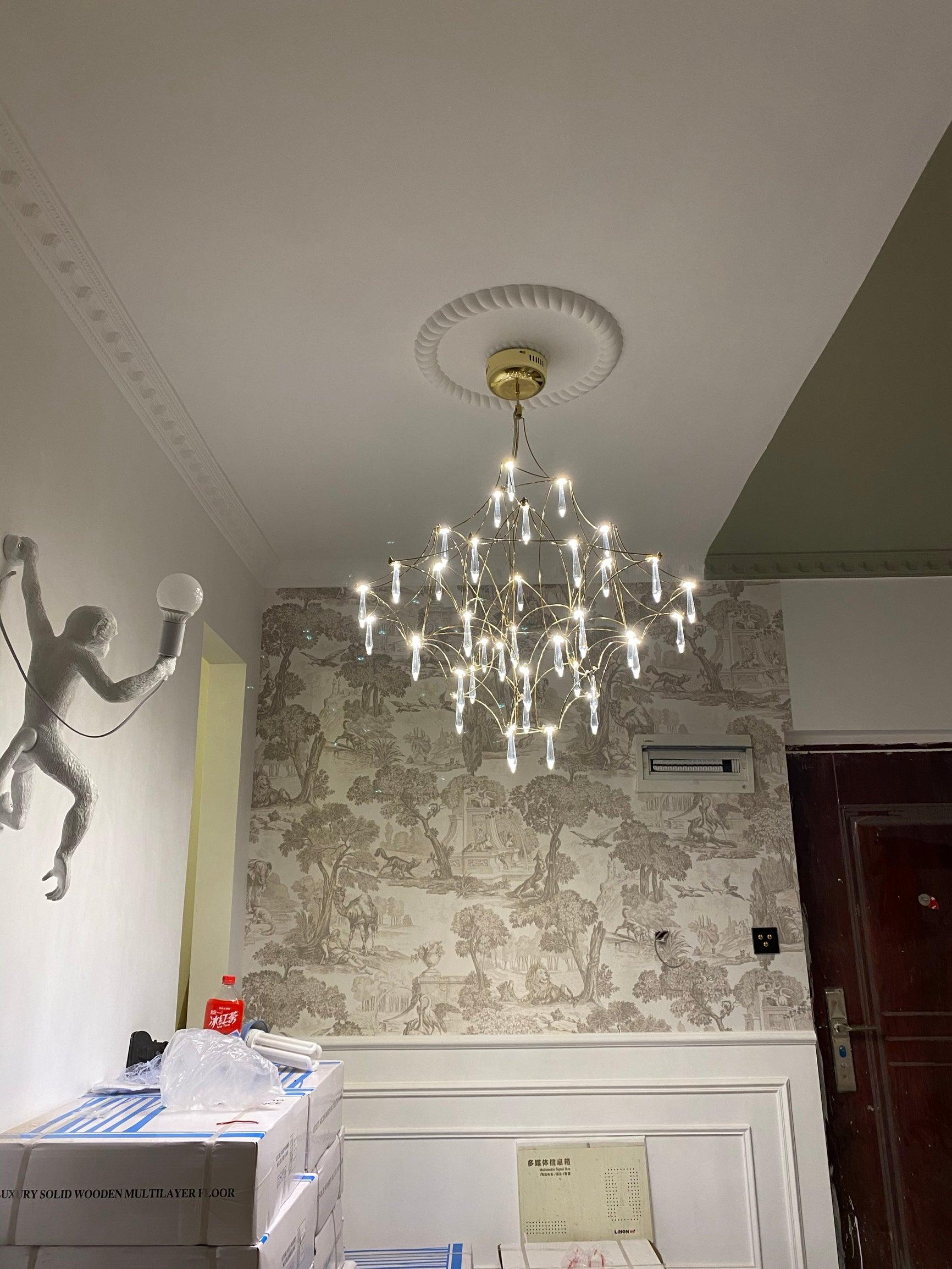 Lustra Kronleuchter Edelstahl Kristallnetz-Letslighting